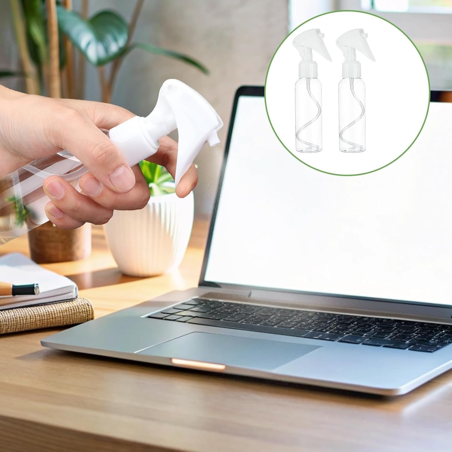 2Pcs Small Plastic Spray Bottle with Durable Nozzle - Mini Fine Mist Bottle, Reusable Travel Size for Cleaning Solutions, Essential Oils, Hair, Cooking (Transparent, 20.5 * 4.5Cm)