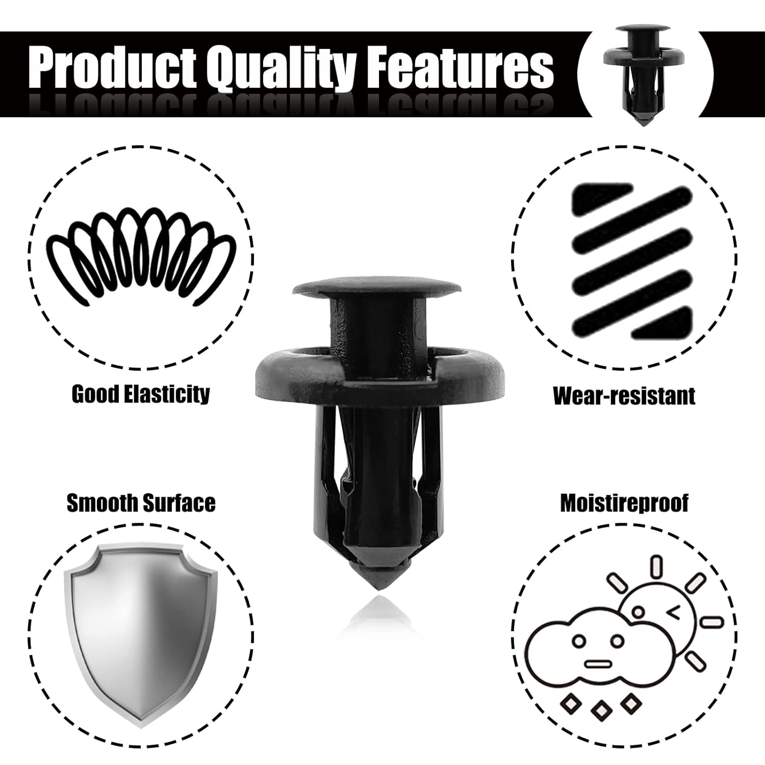 20Pcs Front Bumper Push-Type Retainer Clips, 10Mm Fender Liner Clip Compatible with Honda CR-V Accord Civic Acura 91503-SZ3-003 Nylon Clip Fasteners Pin Screws image number 2