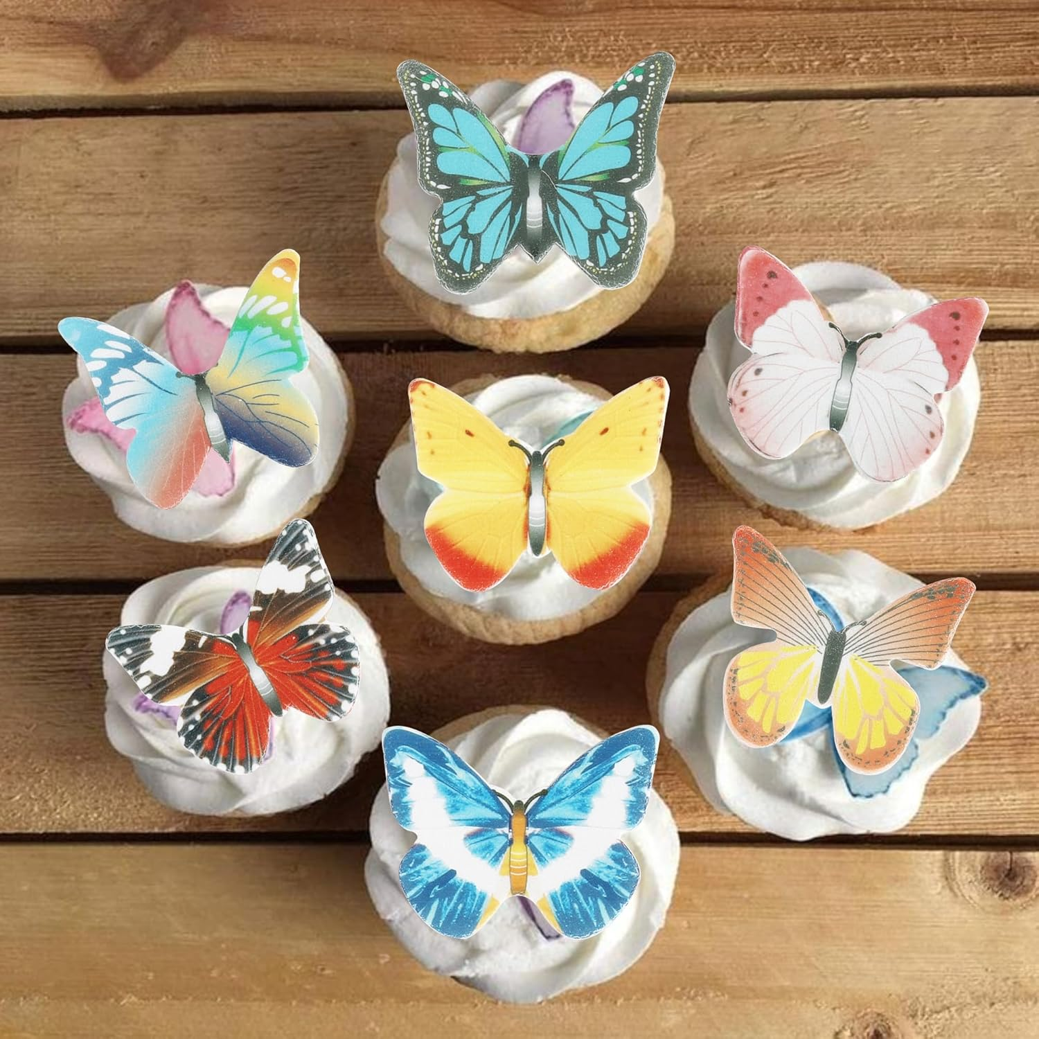80 Pack Edible Butterfly Cupcake Toppers, Edible Colorful Butterfly Cake Decorations, Birthday Party Butterfly Decorations for Wedding Birthday Party Food Decoration Supplies image number 1