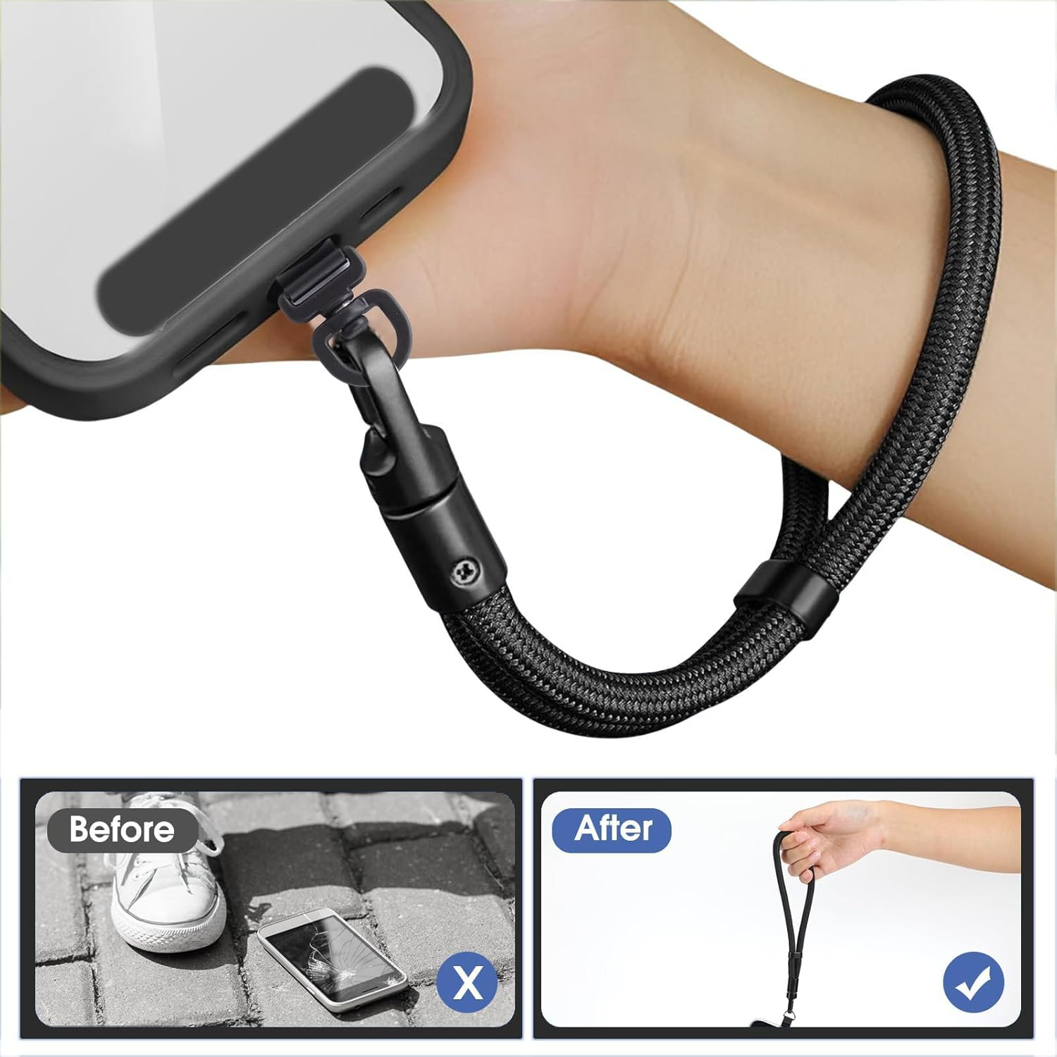 2-Pack Black Phone Wrist Strap, anti Theft Phone Lanyard for Mobile Devices, Secure Wristband for Hiking, Travel, Work and Everyday Use with Adjustable Strap image number 5