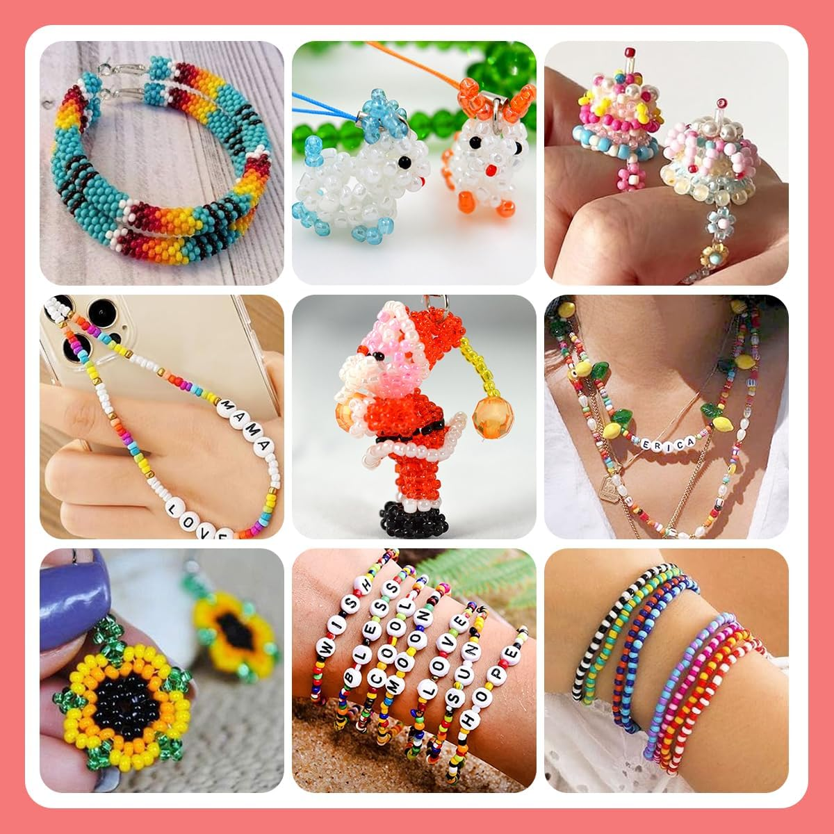 ANSHINE 4100Pcs 4Mm Glass Seed Beads Kit with 24 Colors, Letter Beads & Accessories for Kids' Jewelry Making & Crafts image number 2