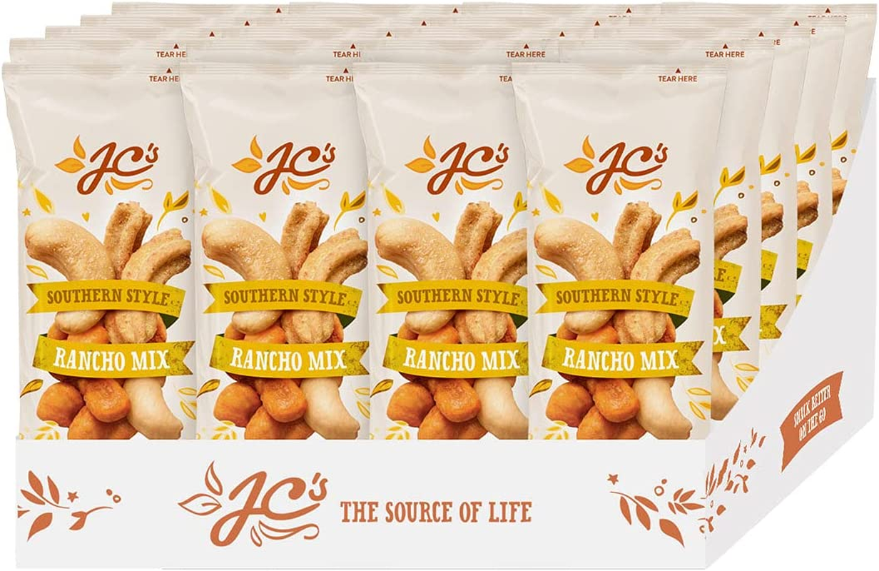 J.C.'S QUALITY FOODS Rancho Mix Premium Southern Style Roasted Cashews, & Tex Mex Toasted Corn & Honey Dijon SOYA Crisps, Healthy Energy Boosting Snack - 21 X 30G Bags image number 4