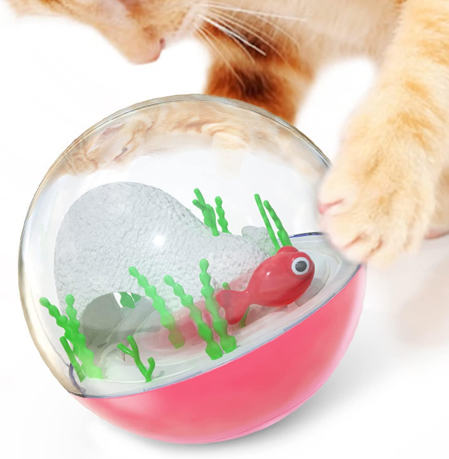 Cat Ocean Ball Toy, Fish Rotation Chasing Interactive Electric Cat Ocean Ball, Automatic Cat Toy Electric Fish Funny Cat Toy for Cats Kitten (Pink) image number 2