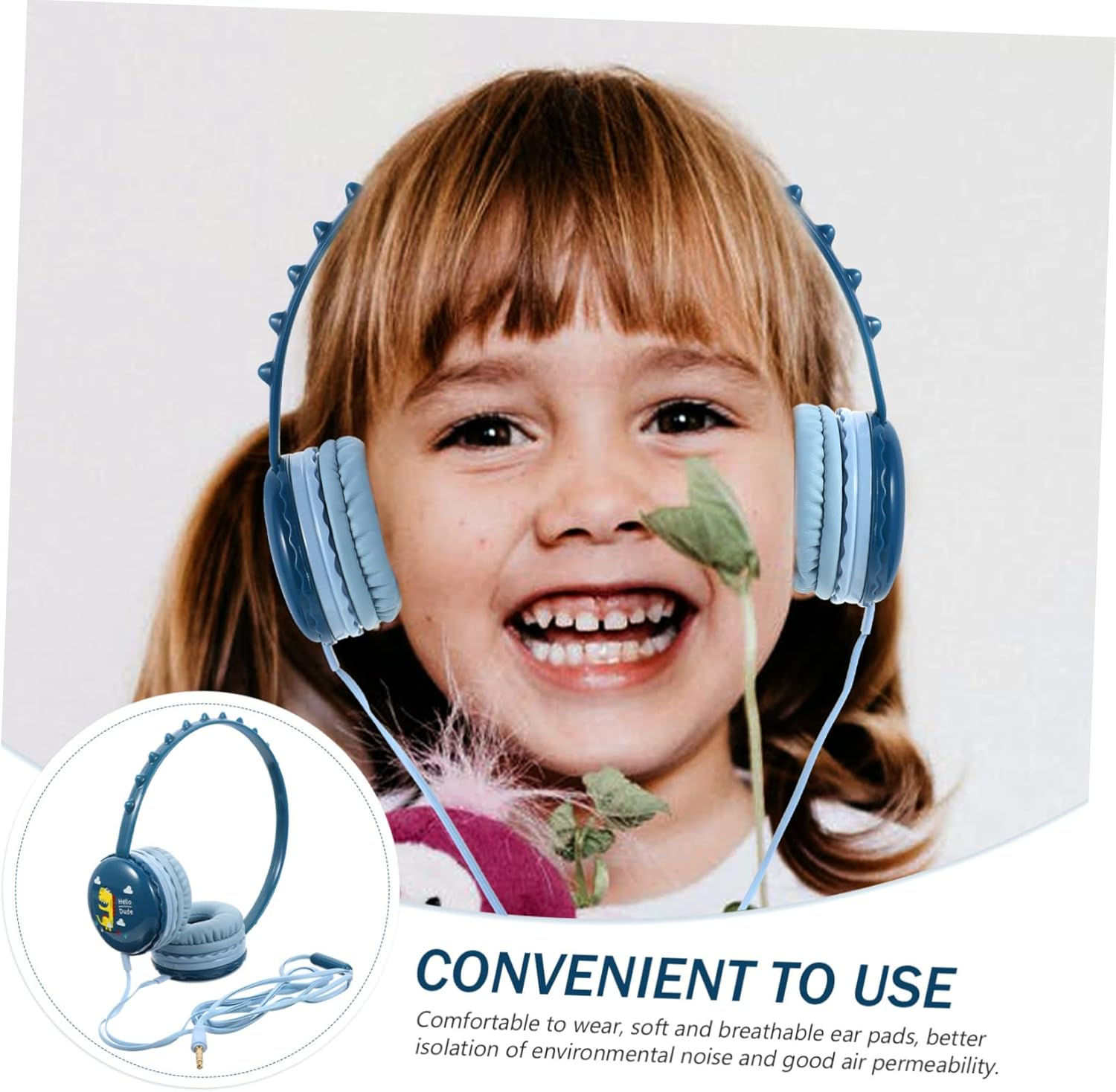 TEHAUX Dinosaur Ear Headphones for Wired Headset with Built Microphone Comfortable Ear Cushions Compatible with Laptop Tablet for Online Classes and Gaming