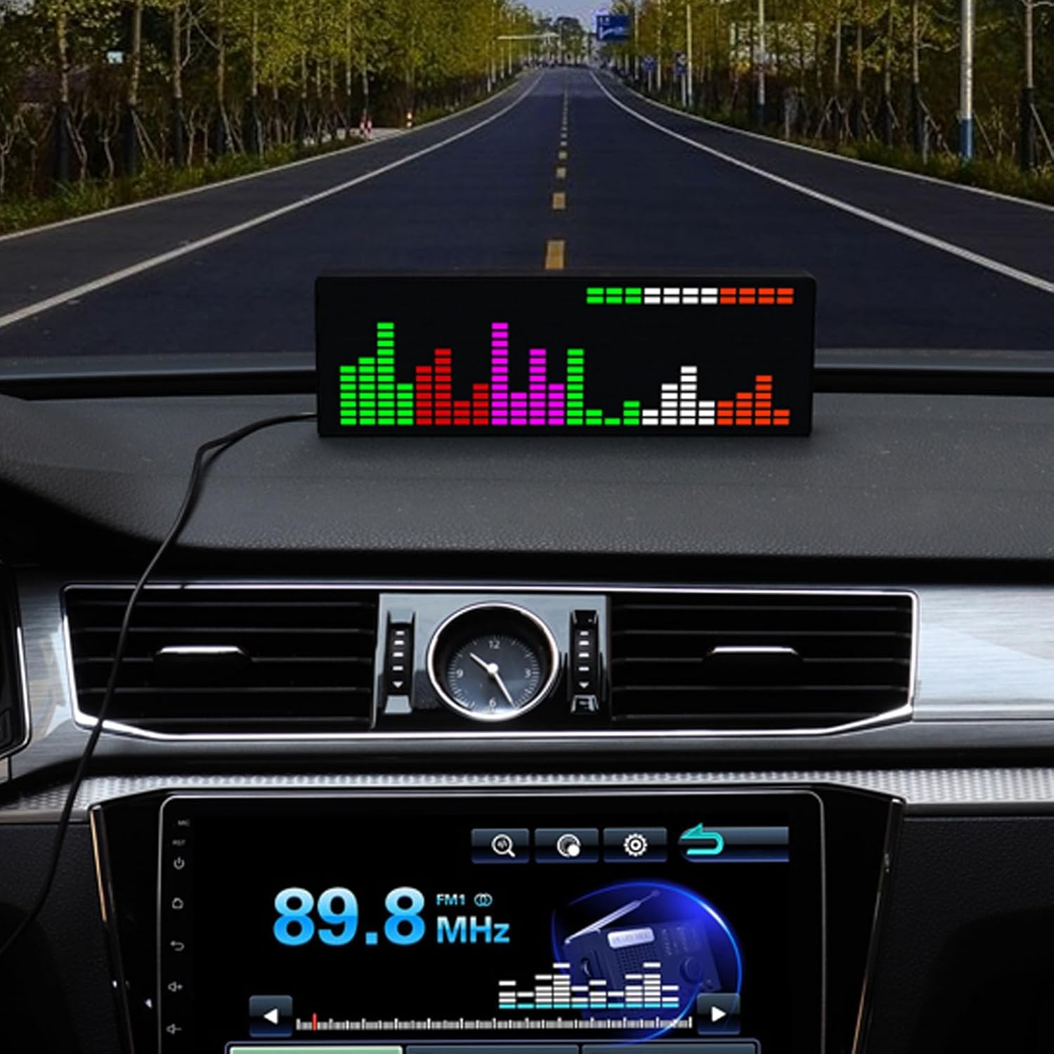 Colorful LED Music Spectrum Display, Audio Spectrum Analyzer, Rhythm Light Level Voice Sensor Clock, RGB Music Sound Meter Display for Musicians, 12 Dynamic & 7 Color Effects image number 2