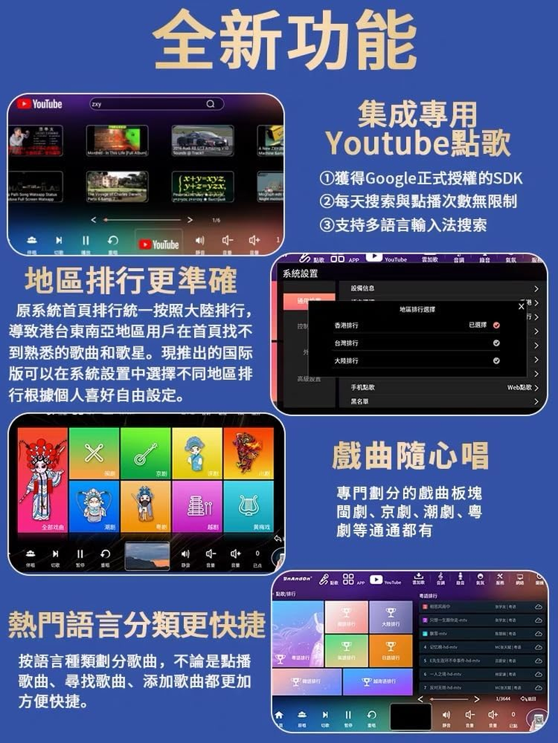 New Inandon Karaoke Player KD9MAX, 18.5 Inch Capacitive Touch Screen, 570K Cloud Song Library,Youtube Online Play Fit for Home Party Bar, 6T image number 4