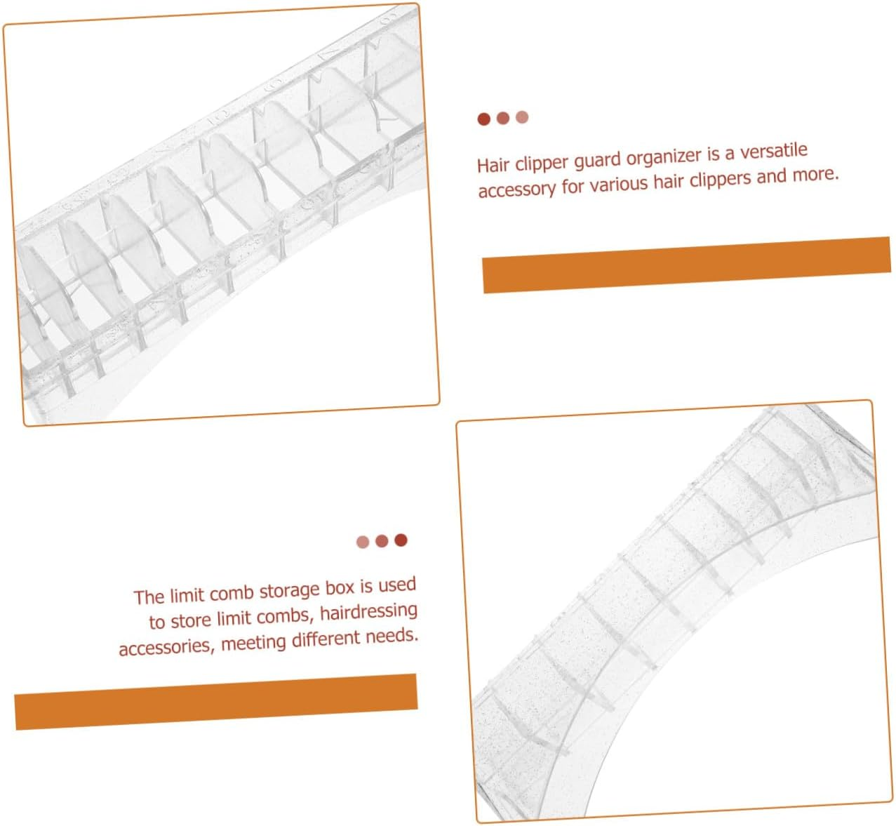 BUTIFULSIC Clipper Guard Holder with 10 Grids Plastic Storage Box, Universal Barber Clippers Organizer Case for Hair Trimmers, Hair Cutting Comb Tray for Professional Salon and Home Use image number 1