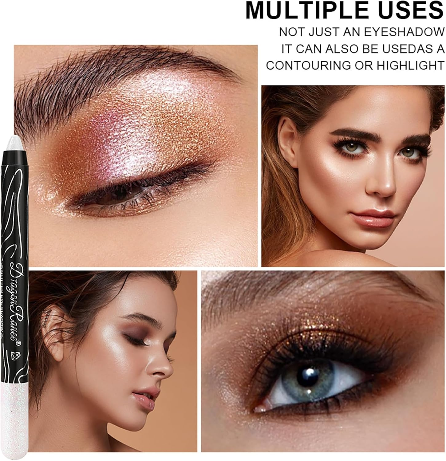 Dynaeuty 12PCS Cream Eyeshadow Stick Sets, Metallic Glitter Shimmer Smokey Eye Looks Waterproof Long Lasting Quick-Drying Sparkling Eye Shadow Makeup Kits (A) - Spice Berry image number 5