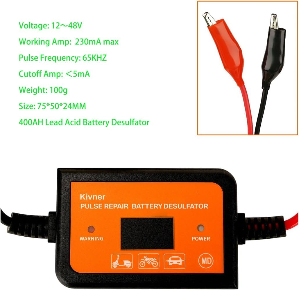 Battery Desulfator Battery Maintainer Auto-Setting for 12V-48V Auto Pulse Battery Revive Battery Regenerator 400AH image number 4