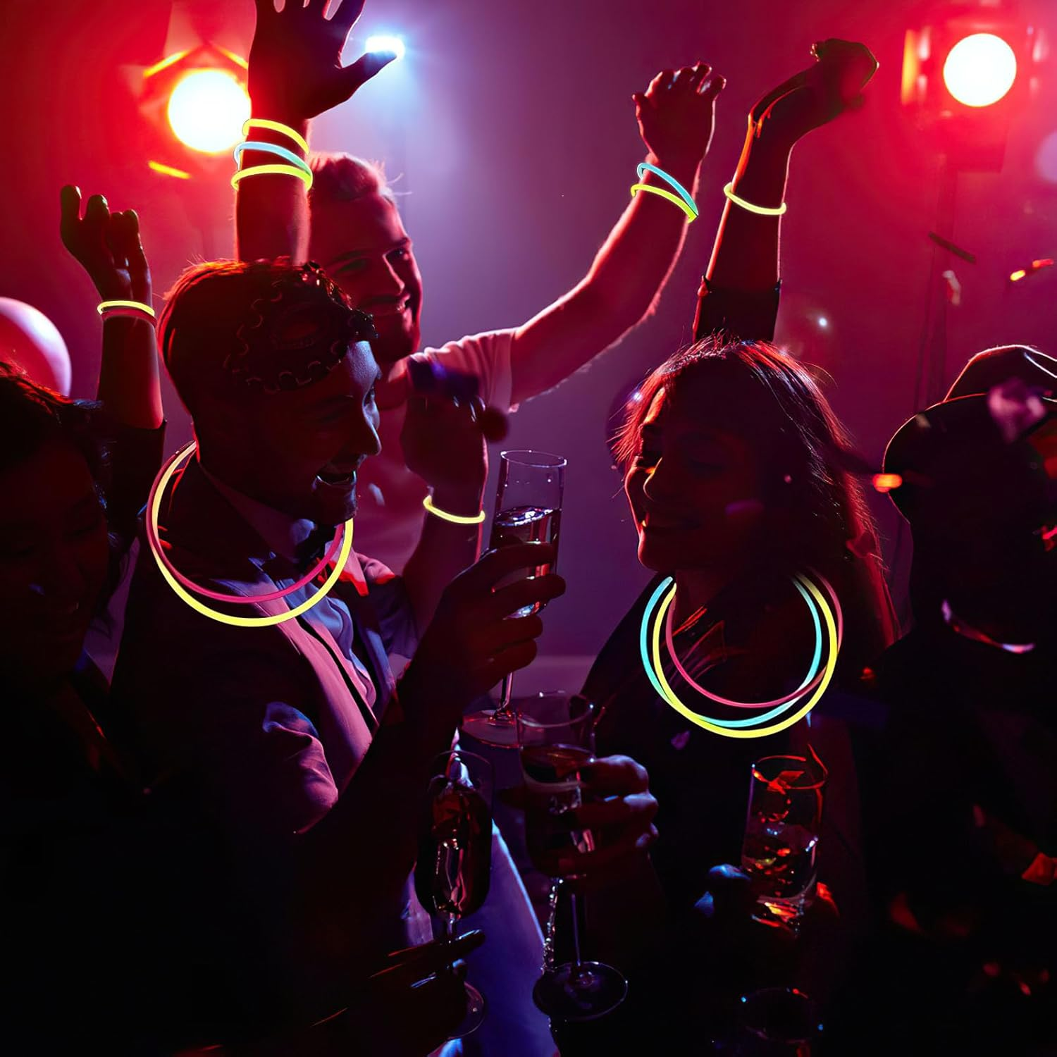 90Pcs Glow Sticks Bulk Party Favors-Safe Glowsticks with 100Pcs Connectors for DIY Bracelets, Necklaces, Glasses ,Perfect for Night Events, Easter, Christmas, Halloween Party, Football Party Supplies