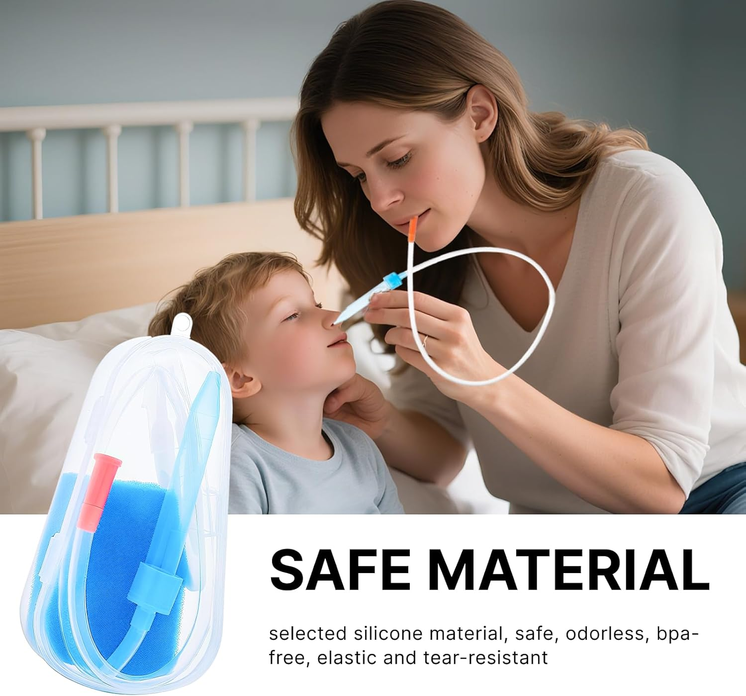 Baby the Snotsucker Nasal Aspirator with Travel Case and 4 Gentle Tool Baby Booger Suction Tool for Newborns,Baby Nose Sucker,Infants Safe Nasal Cleaner for Congestion Relief image number 4