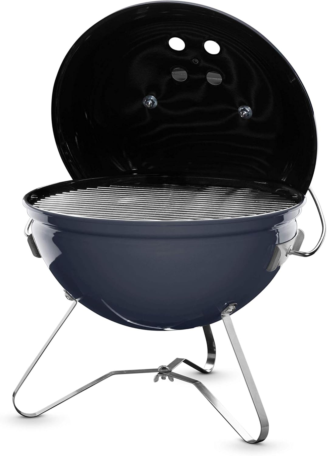 Weber Smokey Joe Premium Charcoal Grill Barbeque, 37Cm | Portable BBQ Grill with Tuck-N-Carry Lid Cover & Plated Steel Legs | Folding Outdoor Cooker | Porcelain-Enamelled Bowl - Slate Blue (1126804) image number 5