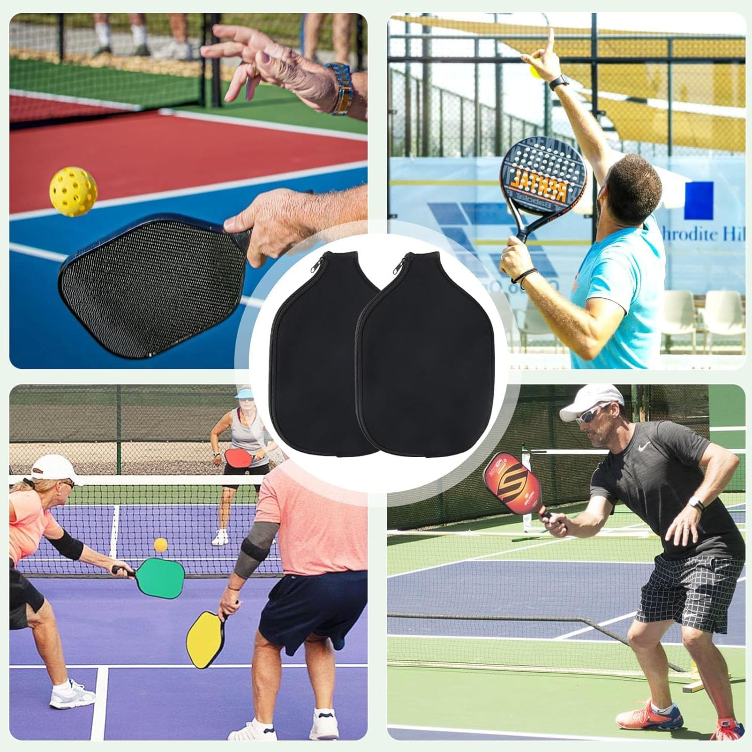 BEANPRECOY 2Pcs Neoprene Pickleball Paddle Covers (8.27 X 11.02 Inch) Durable Pickleball Racket Sleeve Protector for Paddle Storage & Travel, Pickleball Accessories image number 6