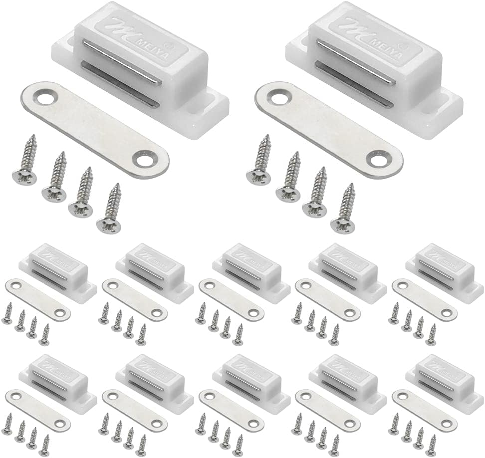12 Pack Cabinet Magnets Magnetic Door Catch for Kitchen Bathroom Cupboard Wardrobe Closet Closures Cabinet Door Drawer Latch 15 Lbs Screws Included (White) image number 2