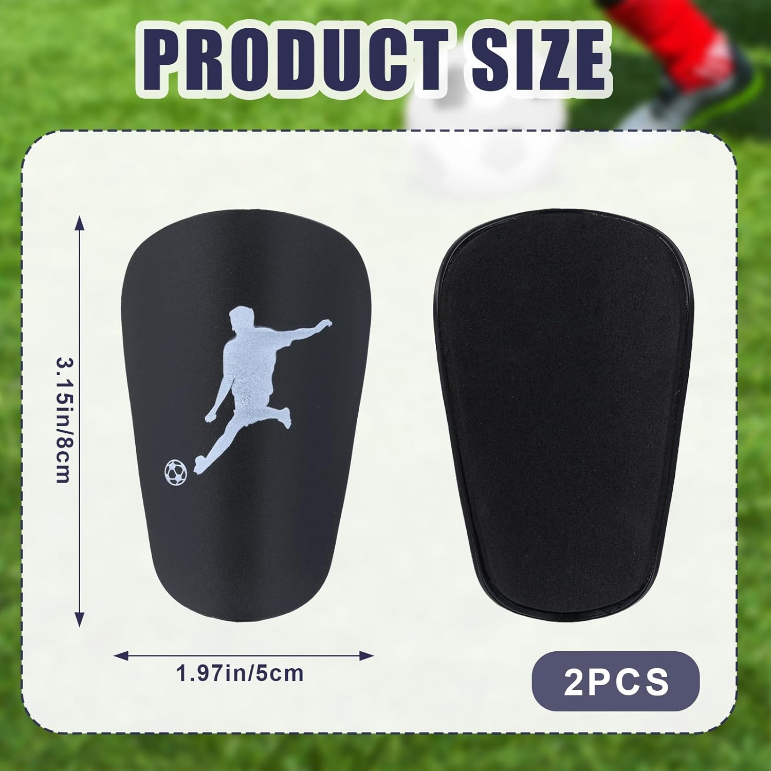 2Pcs Mini Soccer Shin Guards, Extra Small Shin Pads Tiny Shin Guards Miniature Protective Equipment for Adults Kids Youth Men Women Football Players Boys Girls (3.1X1.9In) image number 2