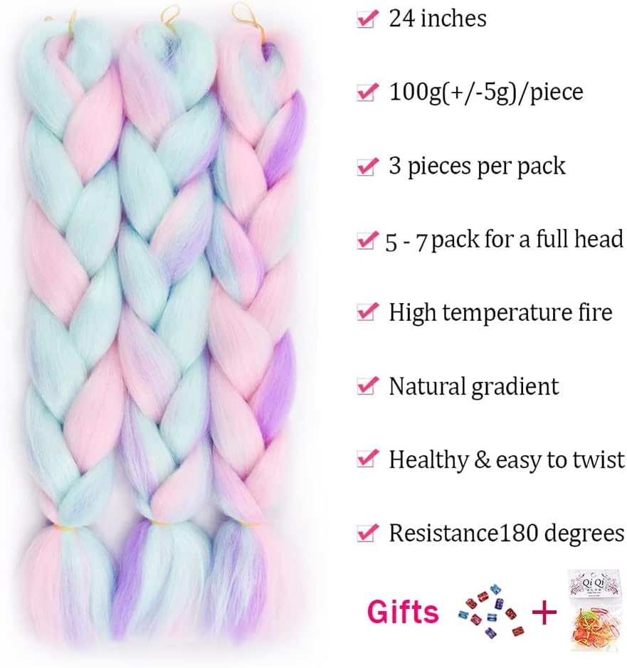 FANWYFYU Ombre Braiding Hair, Pack of 3 Kanekalon Hair Braids Extensions, Jumbo Braid Hair Extensions, 24 Inches, Braids Box Braid Hair, Synthetic Hair for Braiding (DB-MC9) image number 5