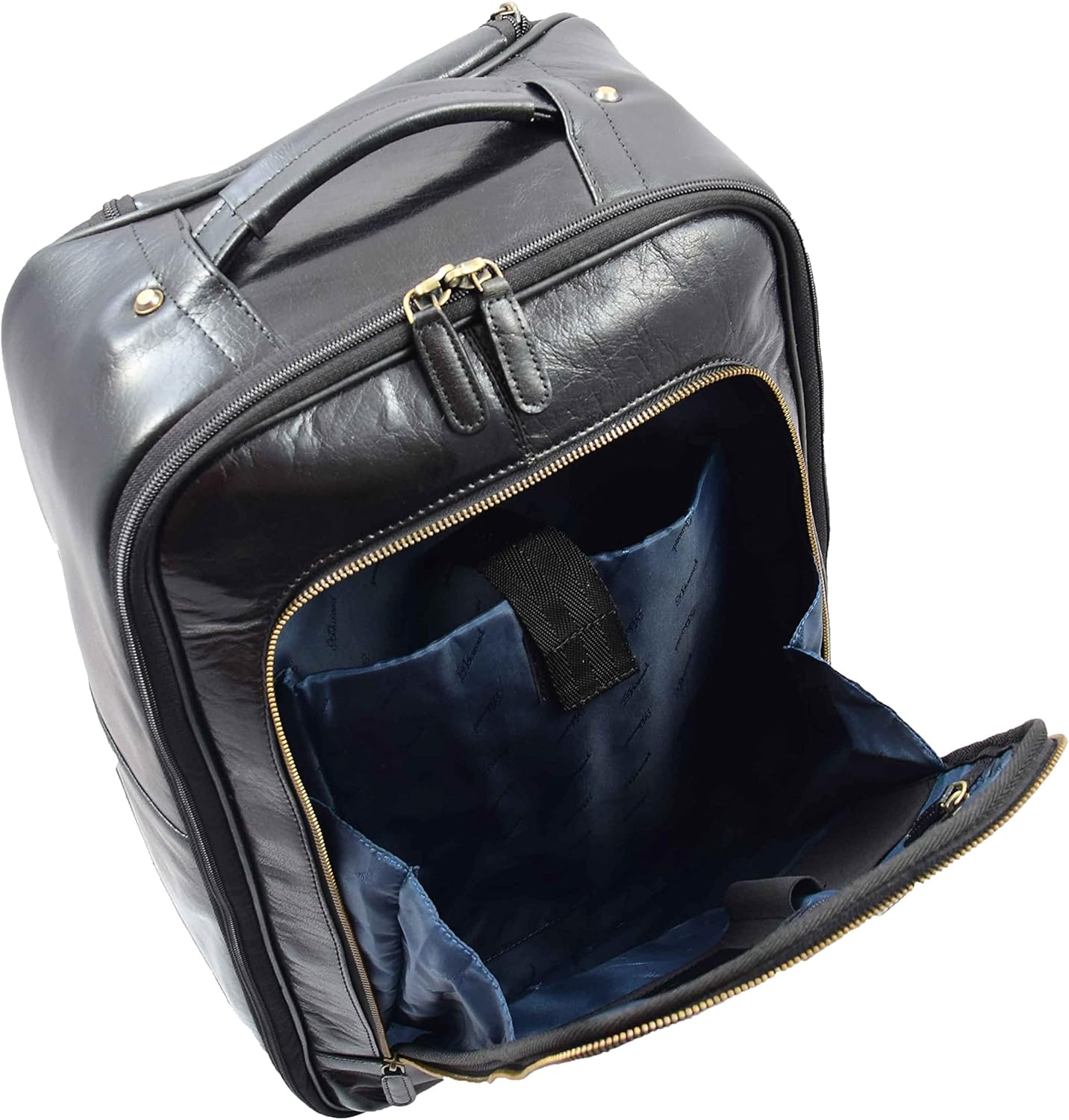 Real Leather Cabin Size Suitcase Wheeled Trolley Carry Case Newton Black, Black, Cabin, Suitcase image number 5