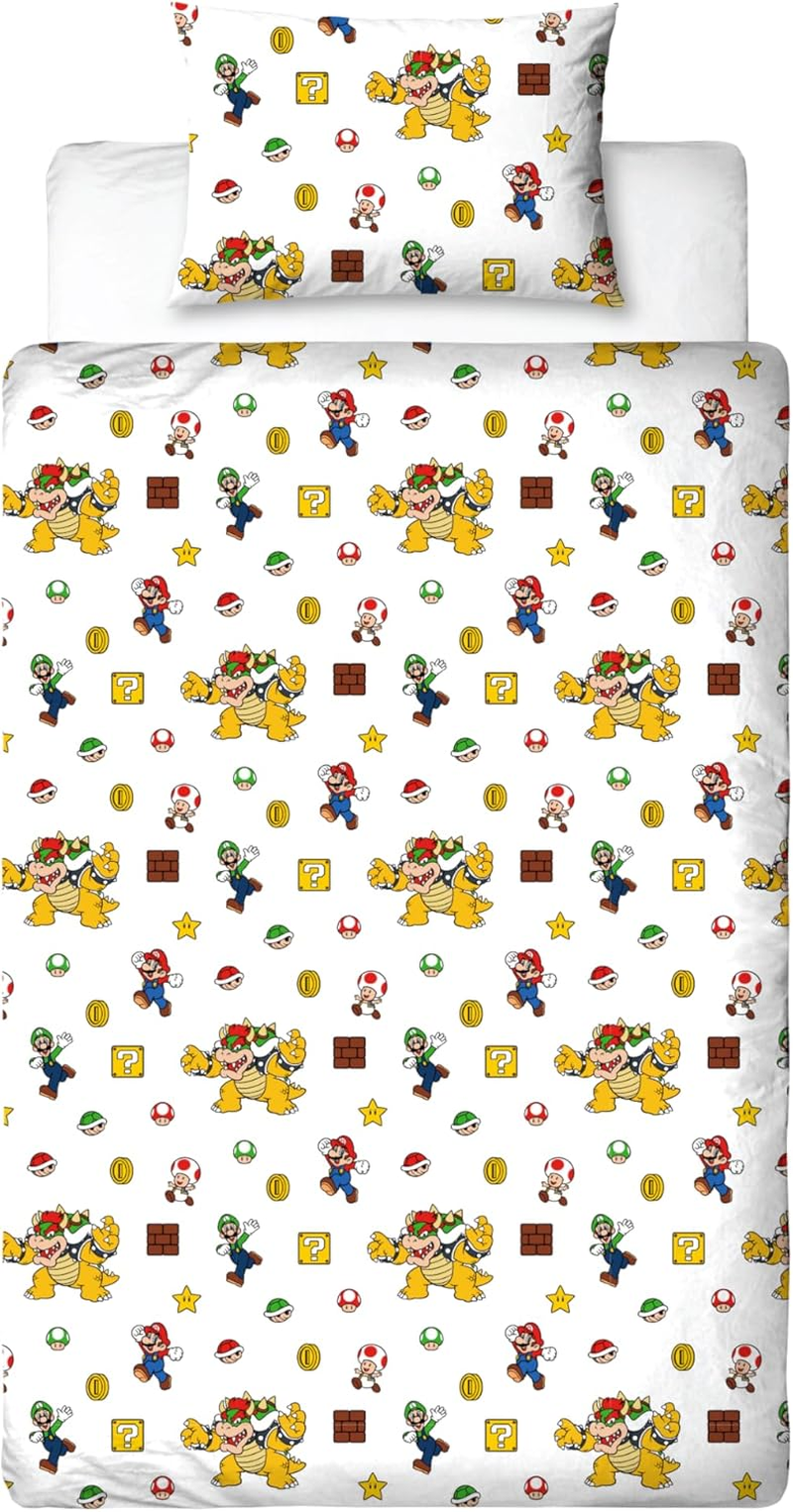 Nintendo Super Mario Official Single Duvet Cover Set with Mario, Luigi and Bowser Design | Black Reversible 2 Sided Bedding Cover Official Merchandise Including Matching Pillow Case image number 6