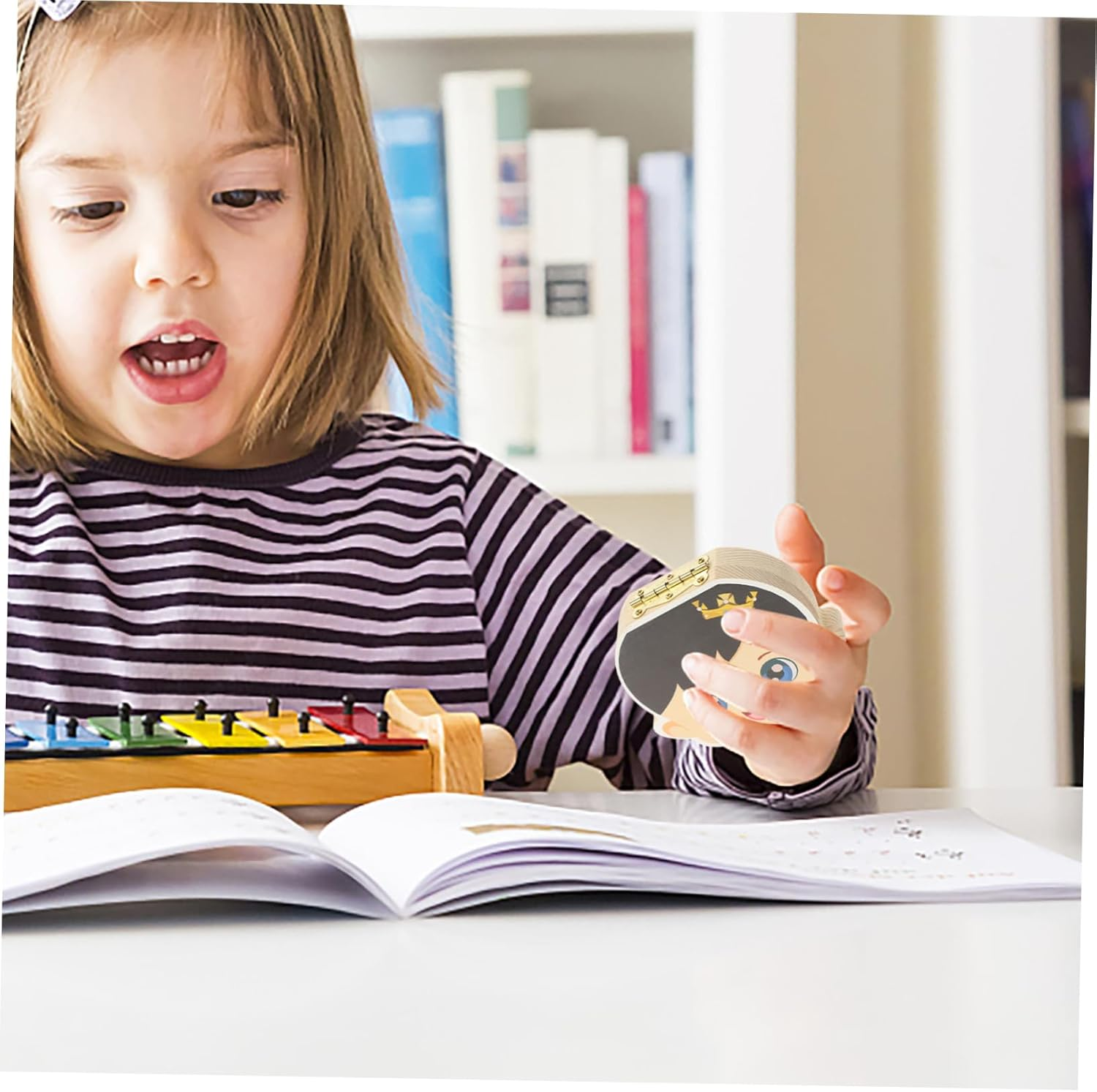 Sosoport Tooth Preservation Collection Box for Boys and Girls Wooden Boy Girl Teeth Saver Colorful Cartoon Design and Keepsakes image number 2