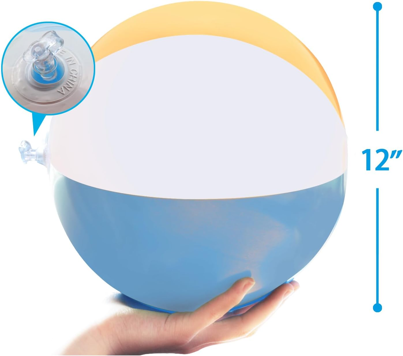 Novelty Place Inflatable Beach Balls - 3 Pack, 12" Diameter, White Panels Alternate with Macaron Colors, Leak-Proof PVC - Summer Beach Pool Party Supplies, Fun Floating Toys for Teenagers, Adults image number 2