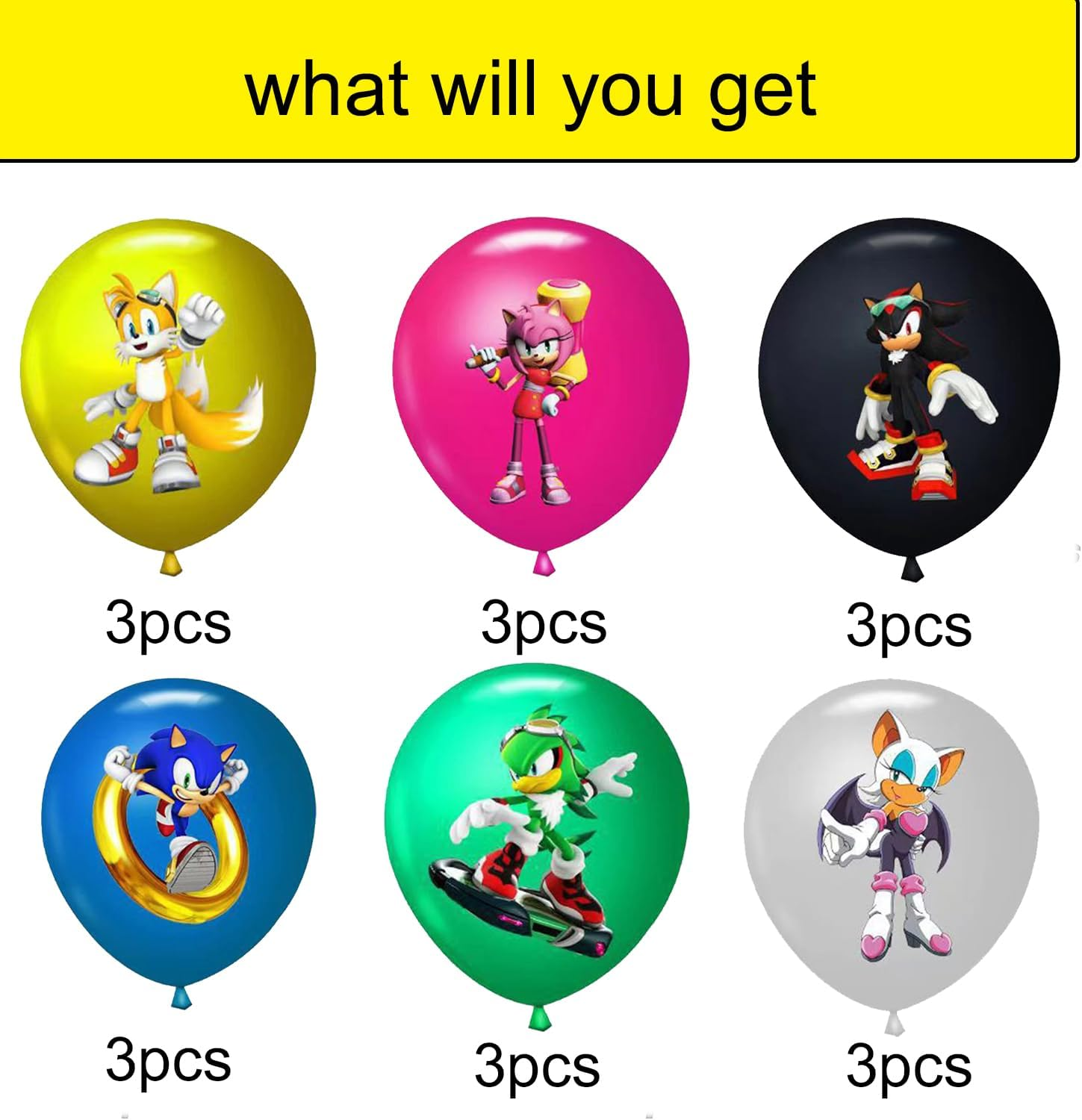 18Pcs Sonic Balloons Sonic Birthday Party Decorations Sonic Latex Party Balloons for Kids Boys Girls Birthday Party Decoration image number 4