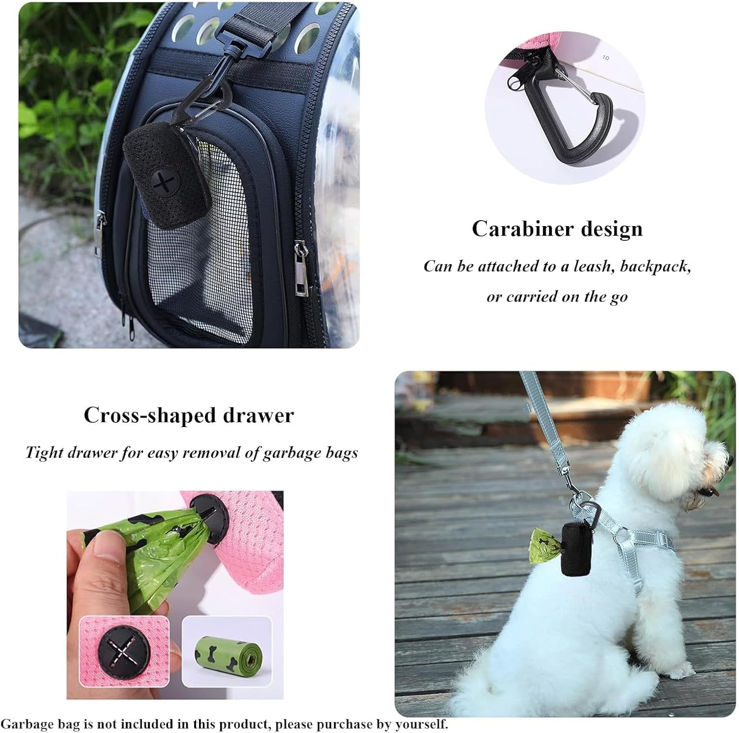 5 Pcs Dog Poop Bags, Dog Poop Bag Holder, Dog Poo Bags Silicone Handle, Pet Dog Poop Bag Dispenser, Pet Cleaning Supplies, for Leash Accessories image number 1