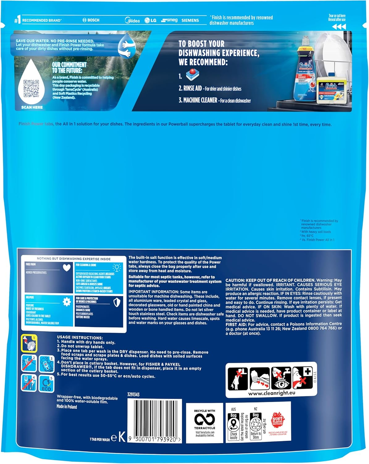 Finish All in One Power Lemon Sparkle Dishwashing Tablets (100 Tablet) image number 4