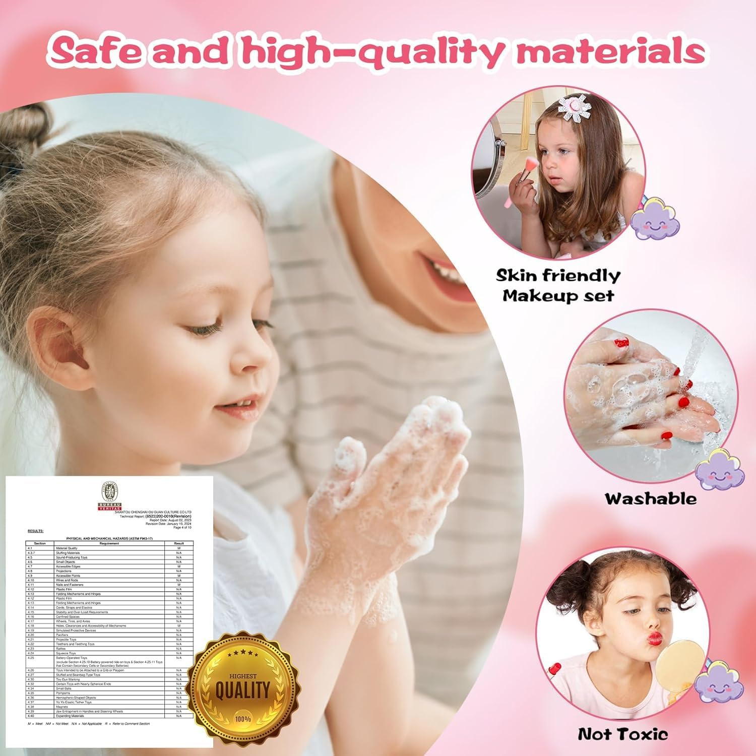 Kids Washable Makeup Girls Toys,Real Little Girl Make up Sets,Toddler Makeup Kit for Kid Children Princess Christmas Birthday Gifts Toys for 5 6 7 8 9 10 Year Old Girls image number 1