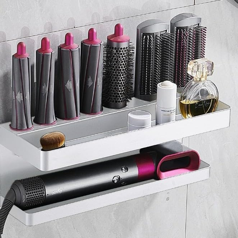 Wall Mounted Storage Holder for Dy Son SS304, Airwrap Curling Iron Accessories Wall Mounted Rack Bracket Stand for Dy Son SS304, for Bathroom Attachments Hair Dryer Organizer (Black)