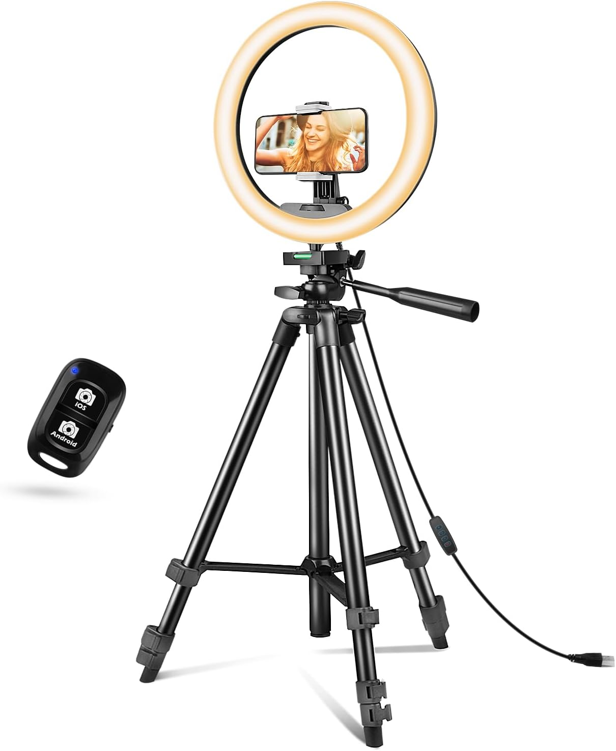 Sensyne 12'' Ring Light with 50'' Extendable Tripod Stand, LED Circle Lights with Phone Holder for Live Stream/Makeup/Youtube Video/Tiktok, Compatible with All Phones image number 3