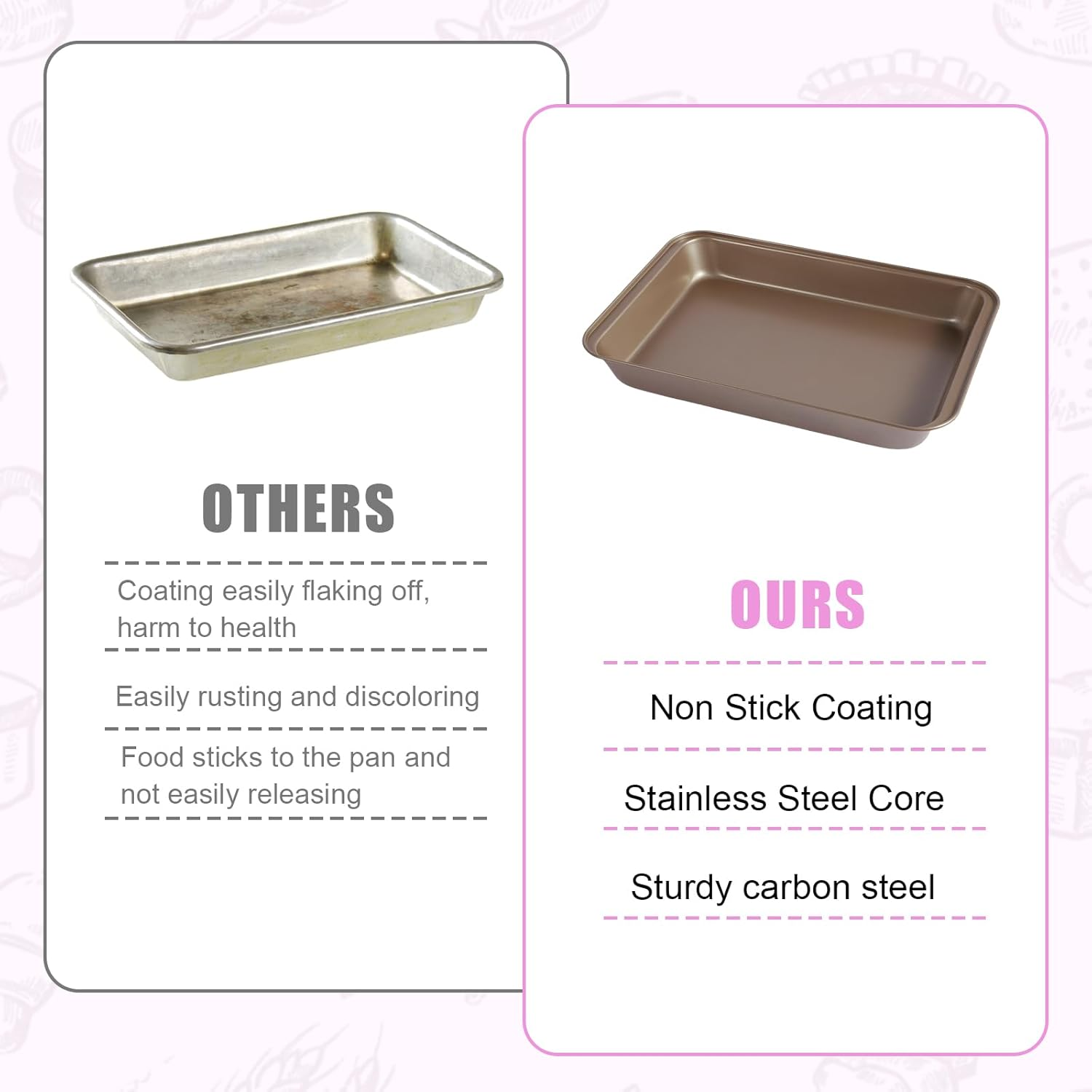 Baking Pan with Lid Rectangular Cake Pan Nonstick Bakeware Baking Pan Carbon Steel Cake Carrier Pan for Roasting Baking Storing Oven and Freezer Safe 10X14 Inch image number 4