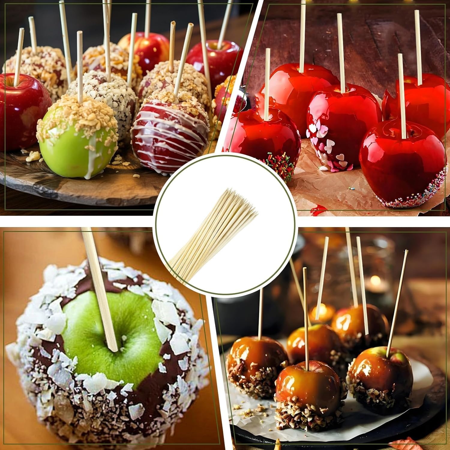 Candy Apple Sticks (50 Pack), 10 Inch Caramel Apple Sticks Skewers 4 Mm Natural Bamboo Candy Making Skewer for Carmel BBQ Cotton Candy Wood Semi Pointed Lollipop Sticks Barbecue Corn Dog Cake Pops image number 5