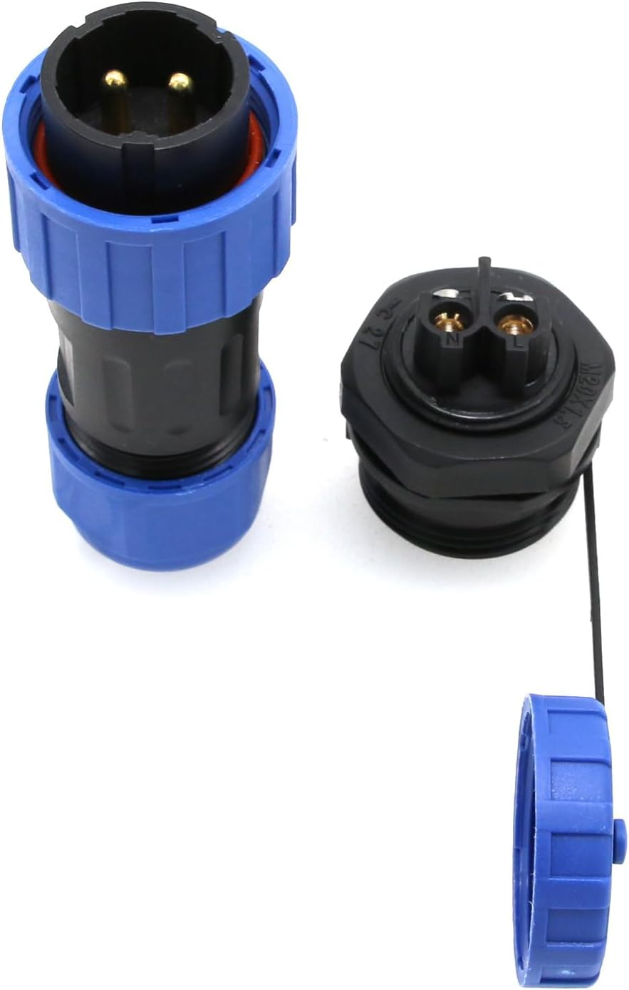 Hangton TY20 5 Pin 10A Waterproof Bulkhead Connector Screw Terminal Male Female Wire Plug Receptacle for Outdoor Electrical Device, 14Awg 6-12Mm OD