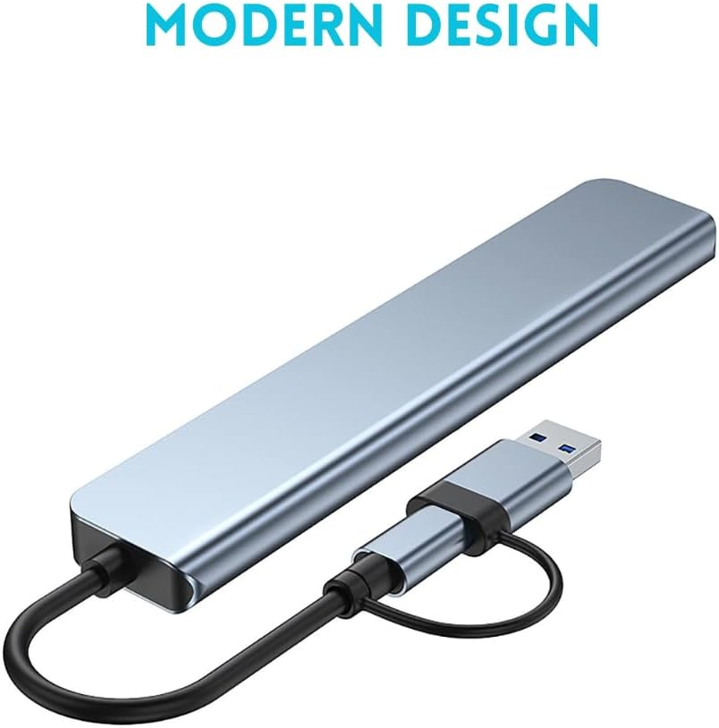 HARDYX USB C Hub 8-In-1 Multiport Adapter, Type-C Docking Station with USB 3.0, 4 USB 2.0 Ports, USB-C Charging & Data Port &ndash; Compatible with Macbook, Imac, Ipad, Laptop, and Desktop Computers image number 1