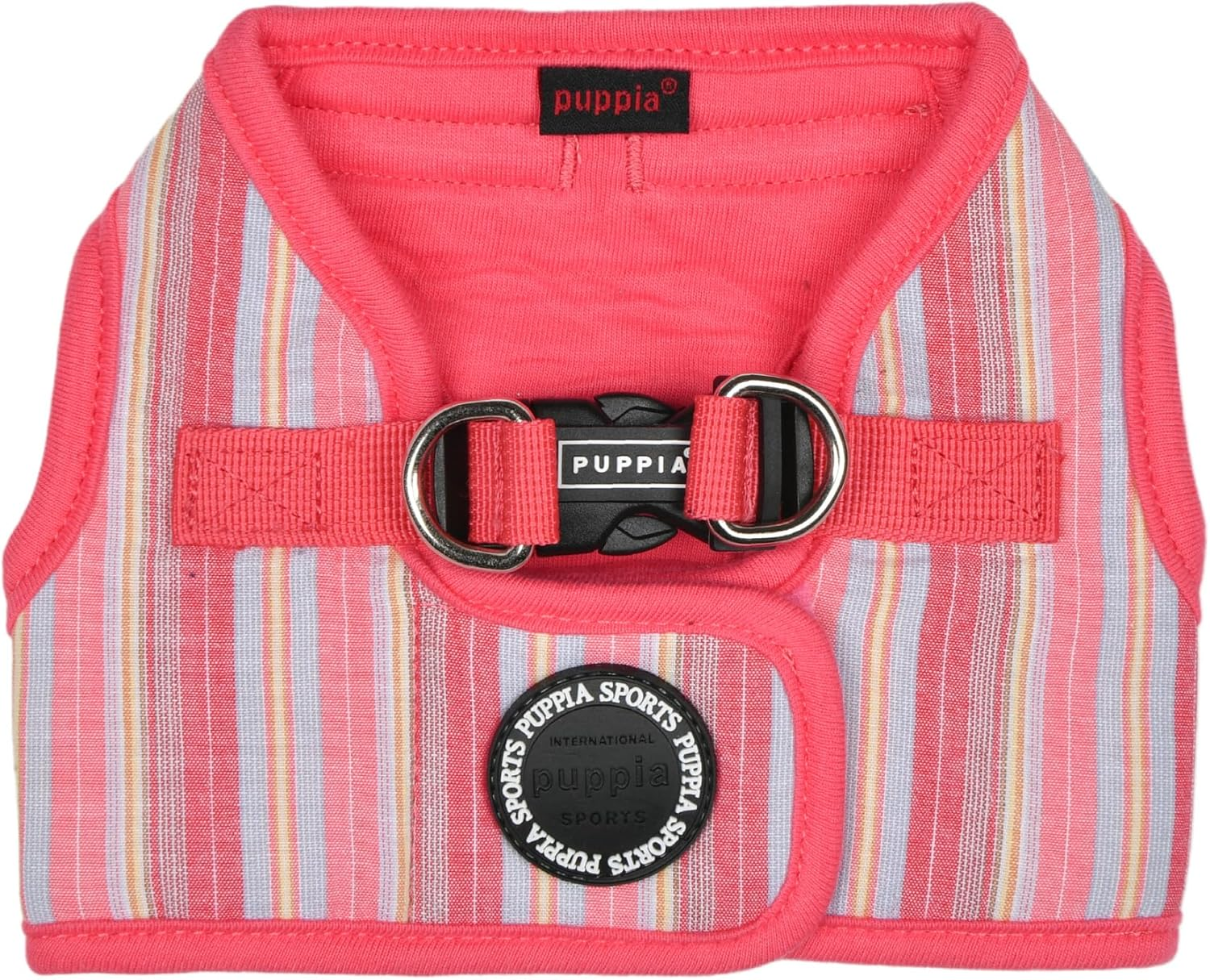 Puppia Theros Dog Vest Harness B (Step-In) Fashionable Striped Pattern Spring Summer Harness for Small and Medium Dogs, Pink, Large image number 4