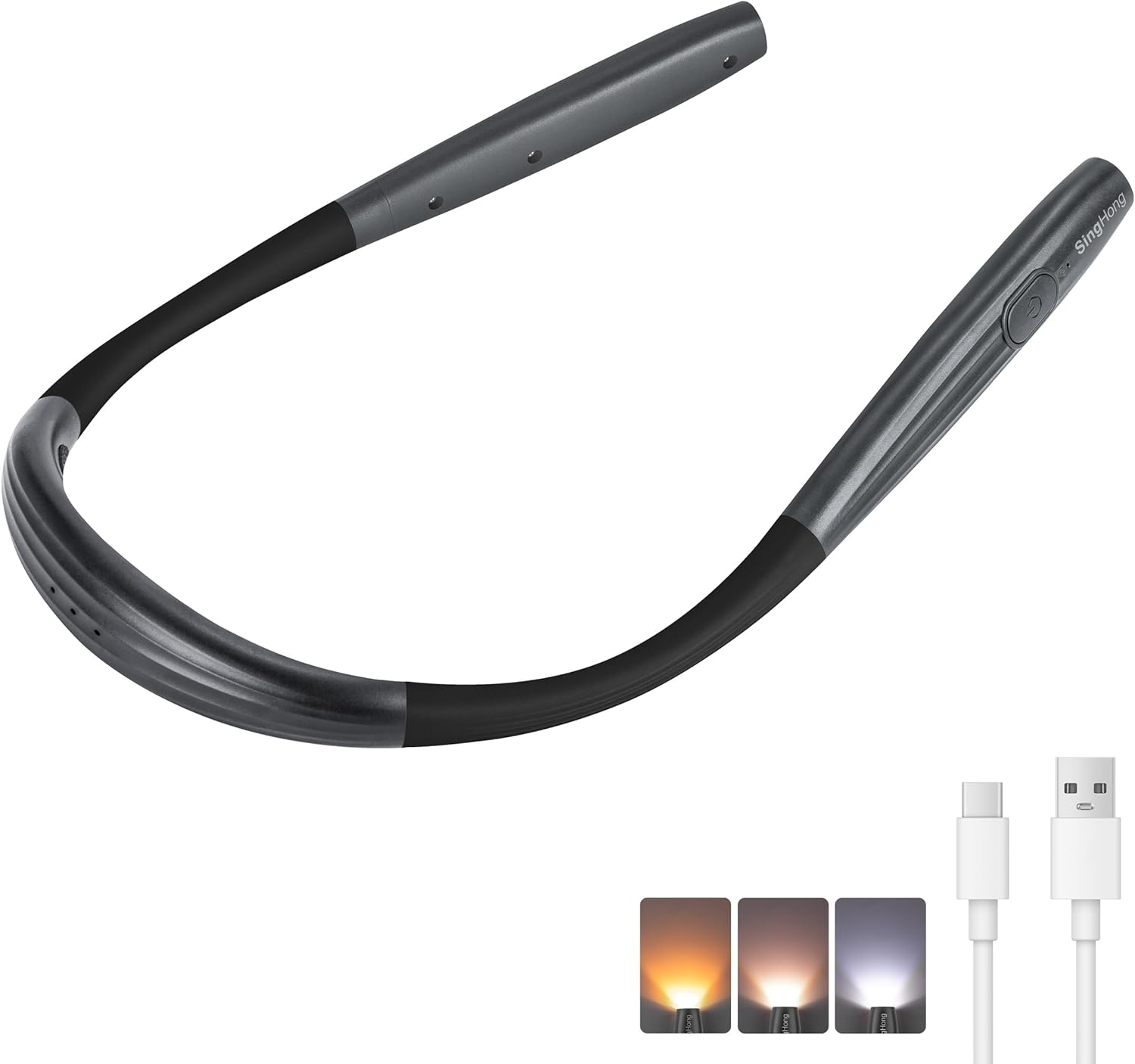Singhong New Upgrade Neck Book Light, Elegant Style, Type-C USB Rechargeable, Lighter Weight,Each 3 Colors with 3 Brightness, 80-Hr Lasting Rechargeable Lamp,Perfect for Reading in Bed(Sakura Pink)