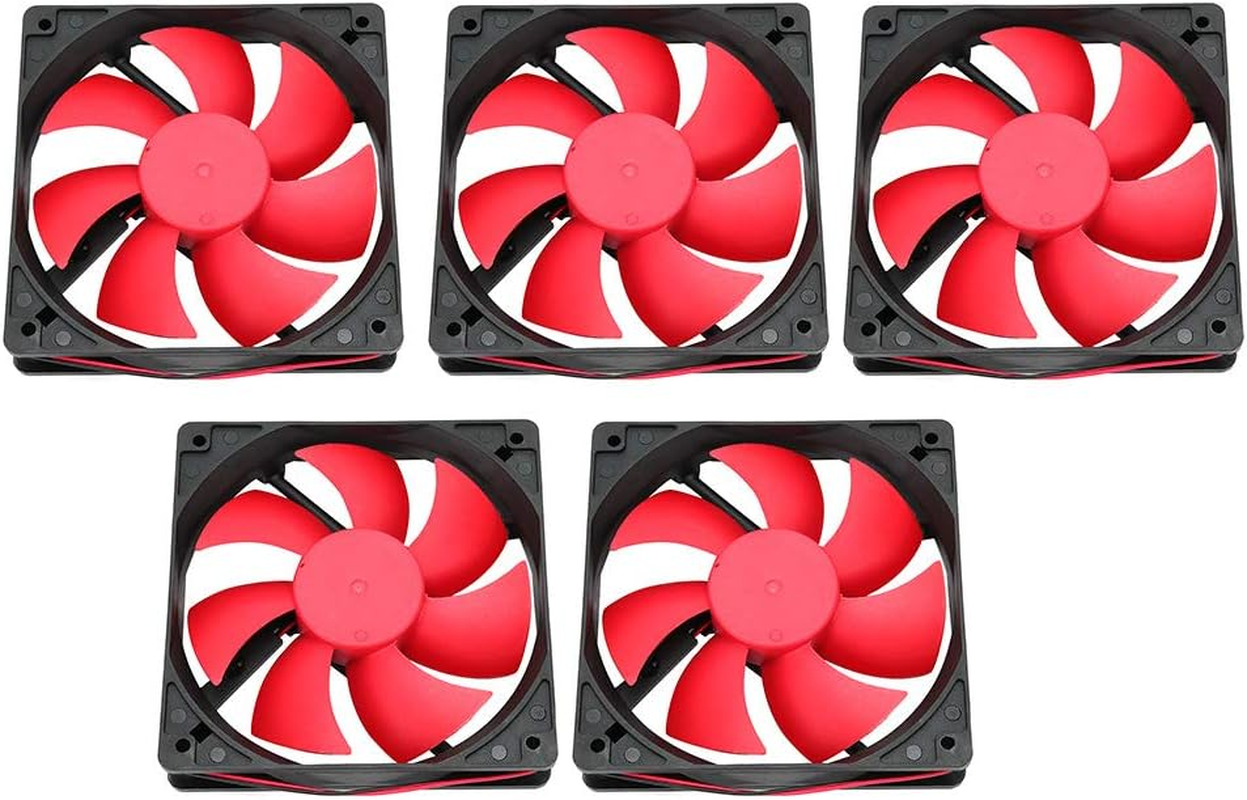 5Pcs 12Cm Waterproof Power Cooling Fan, Low Noise Power Supply Cooler, PC Chassis Fan Heat Sink for Computer, 12V image number 5
