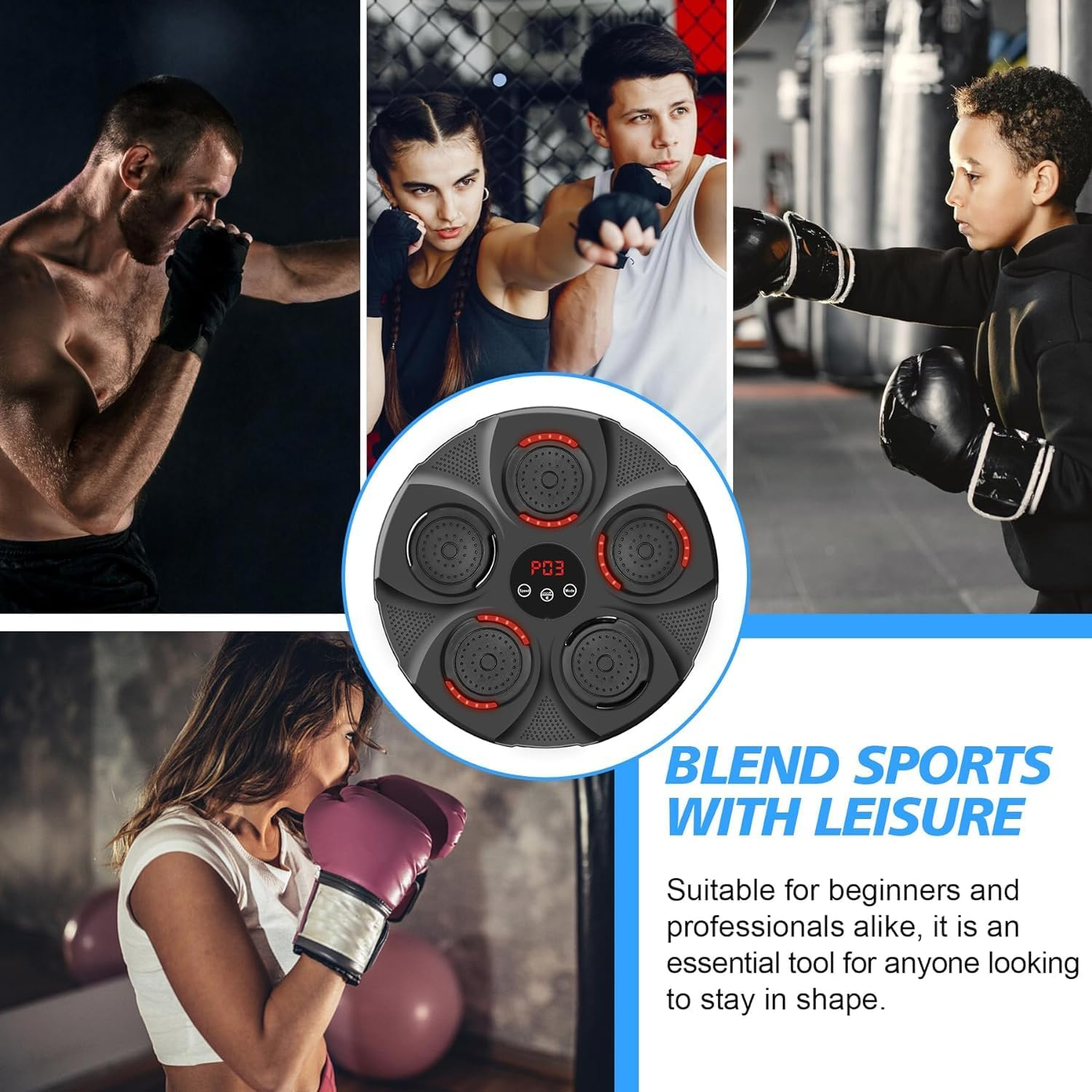 Music Boxing Machine,With LED Lighting Effect Music Boxing Machine,Rechargeable Boxing Equipment Wall Mount,For Family Parent-Child Exercise Boxing Machine (Red Light) image number 6