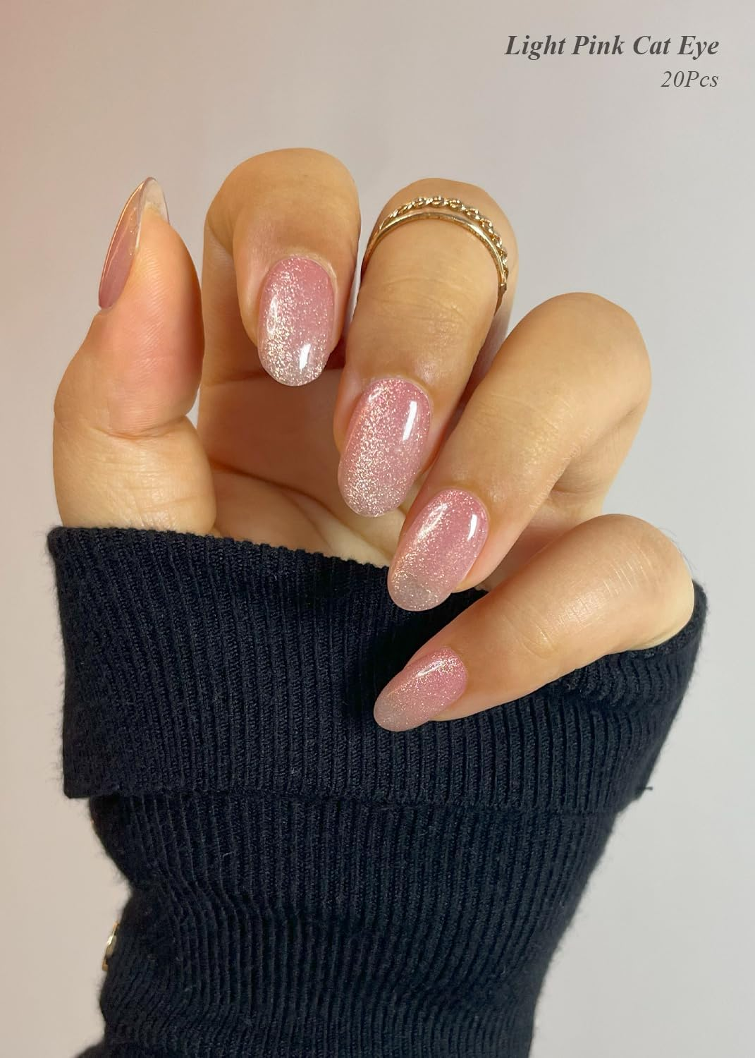 Semi Cured Gel Nail Strips (Baby Blue), 20 Pcs Gel Nail Wraps, Stickers, UV Light Required, Salon Quality, Long Lasting (Pink Nude Cat Eye) image number 6