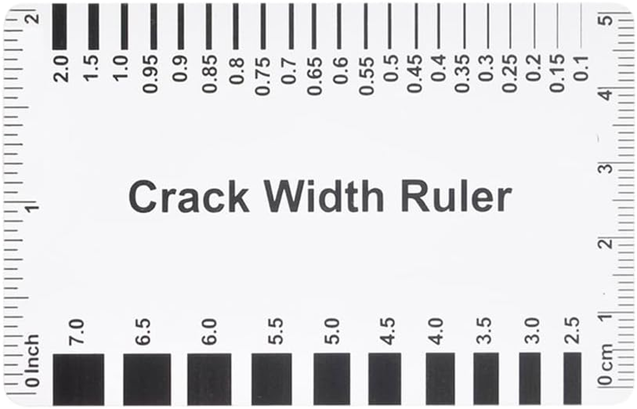 Aspire Concrete Crack Width Ruler, Crack Ruler Range 0.004-0.100 Inches (0.10-2.50 Mm) and Range 0.1-7.0 Mm, Pack of 10