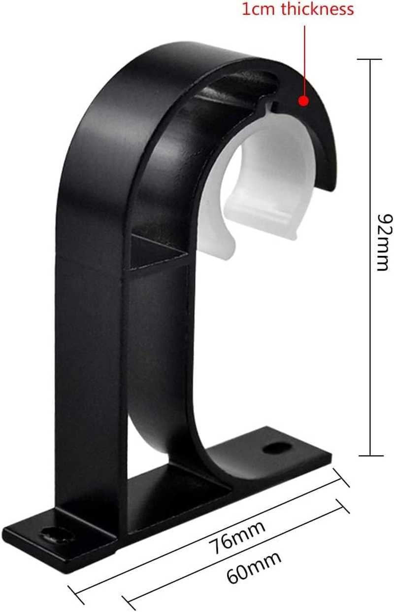 4 Pack Ceiling Curtain Pole Brackets, Heavy Duty Curtain Rail Bracket, Aluminum Alloy, Black Curtain Rod Support Ceiling Brackets Holders for 25Mm to 30Mm Drapery Poles image number 1