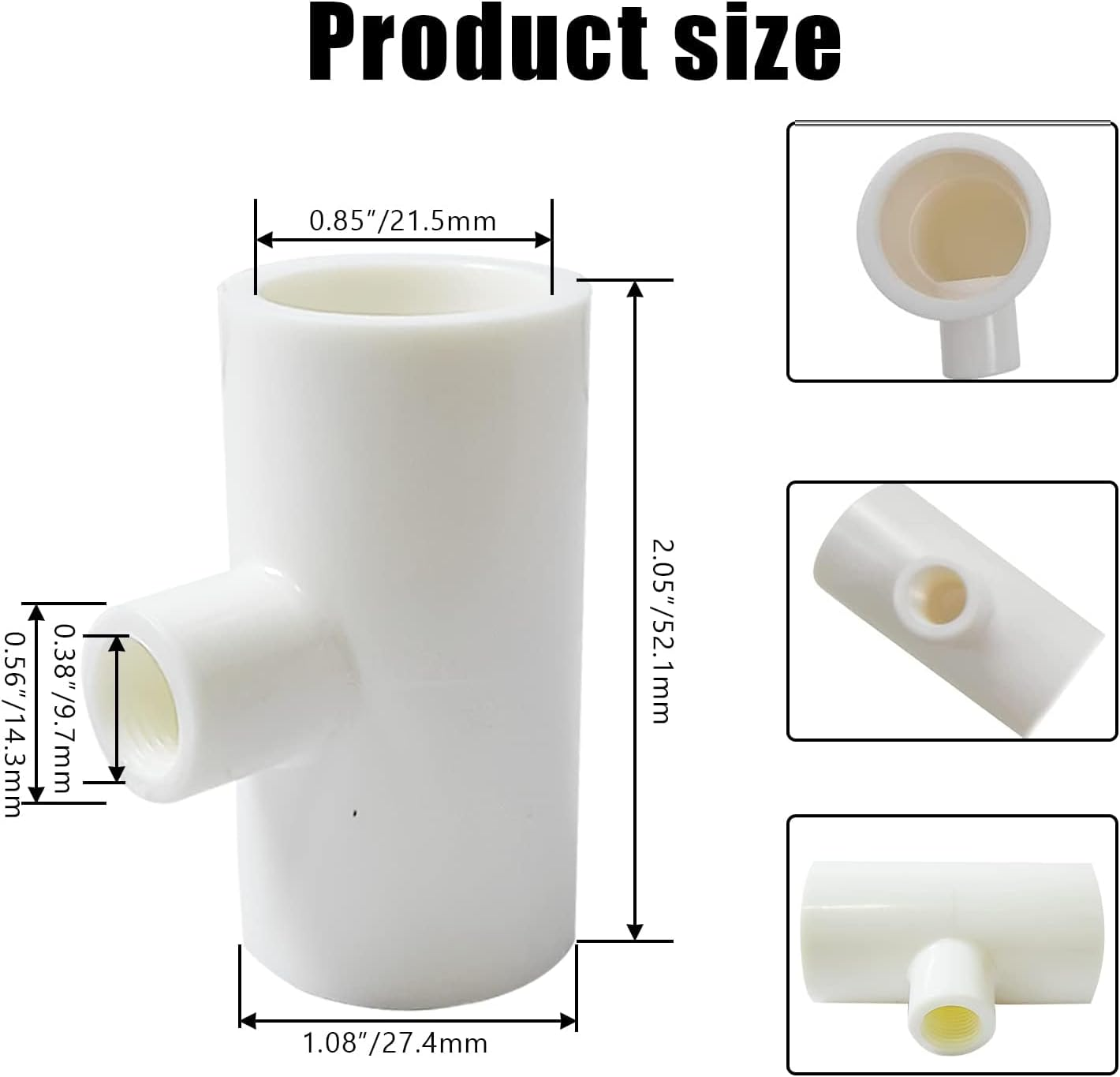 20 Pieces Chicken Waterer PVC Tee Fittings, Automatic Poultry Waterers PVC Fittings for 1/8" FTP Threads, Chicken Water Drinker and Feeder Cups for Poultry Nipples Chicken