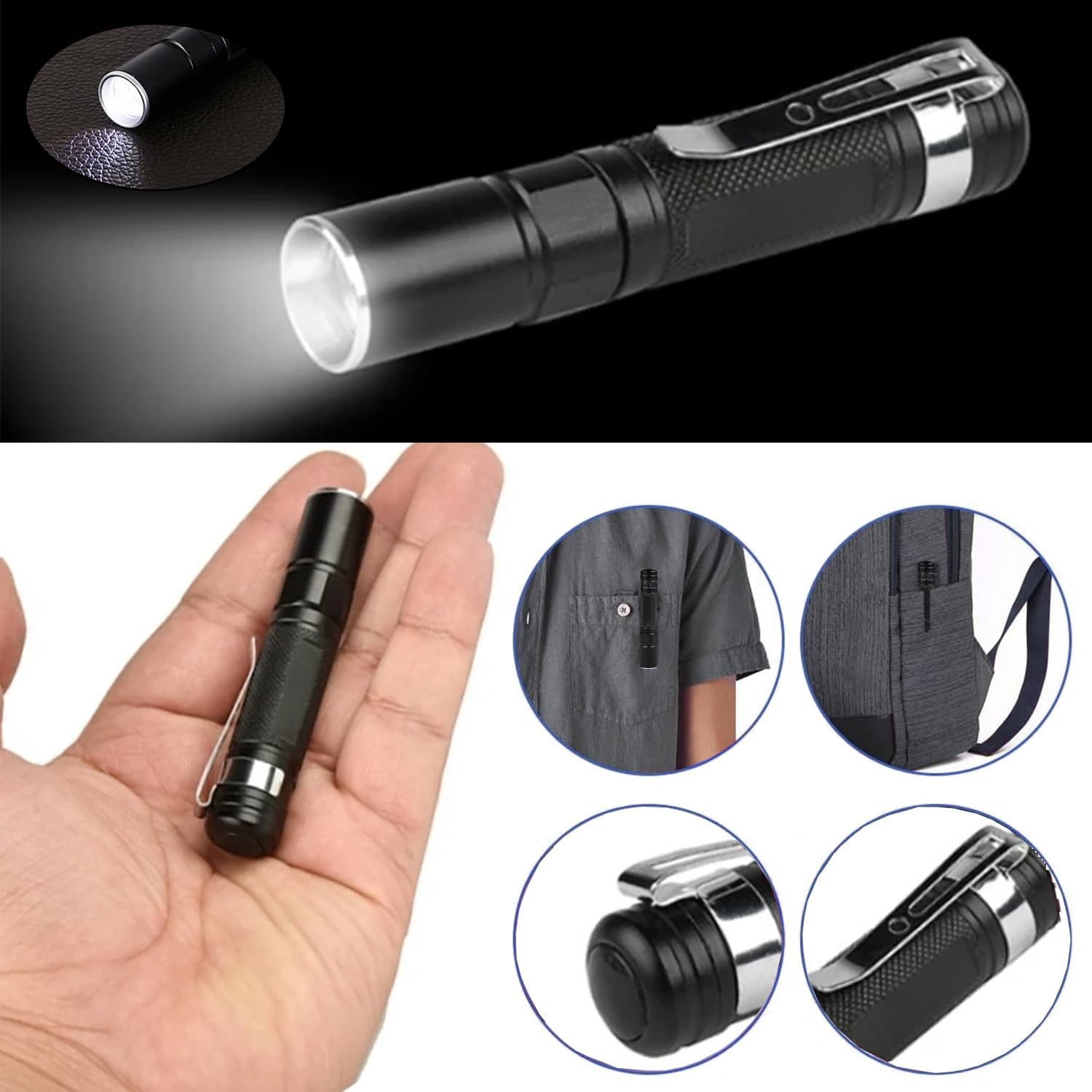 MODOAO Led Flashlights High Lumens, Multifunctional Telescopic Zoom Flash Light, Pocket Size Torch with High Light Mode, Mini Tactical Torch Light for Camping, Hiking, Fishing, Hunting image number 6