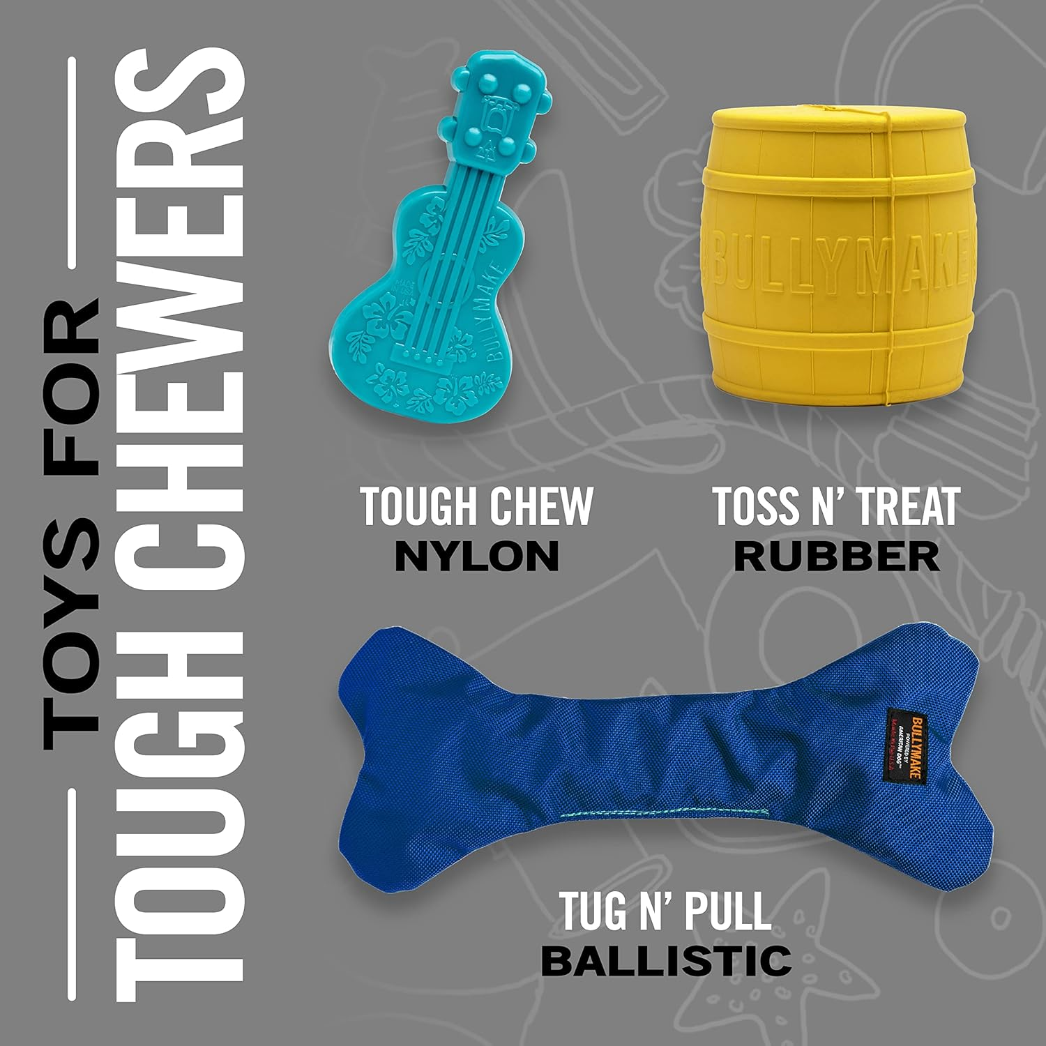 BULLYMAKE &ndash; Hexatug &ndash; Tug N&rsquo; Pull Toy for Dogs - Made in USA &ndash; Small Dog Tug Toy image number 2