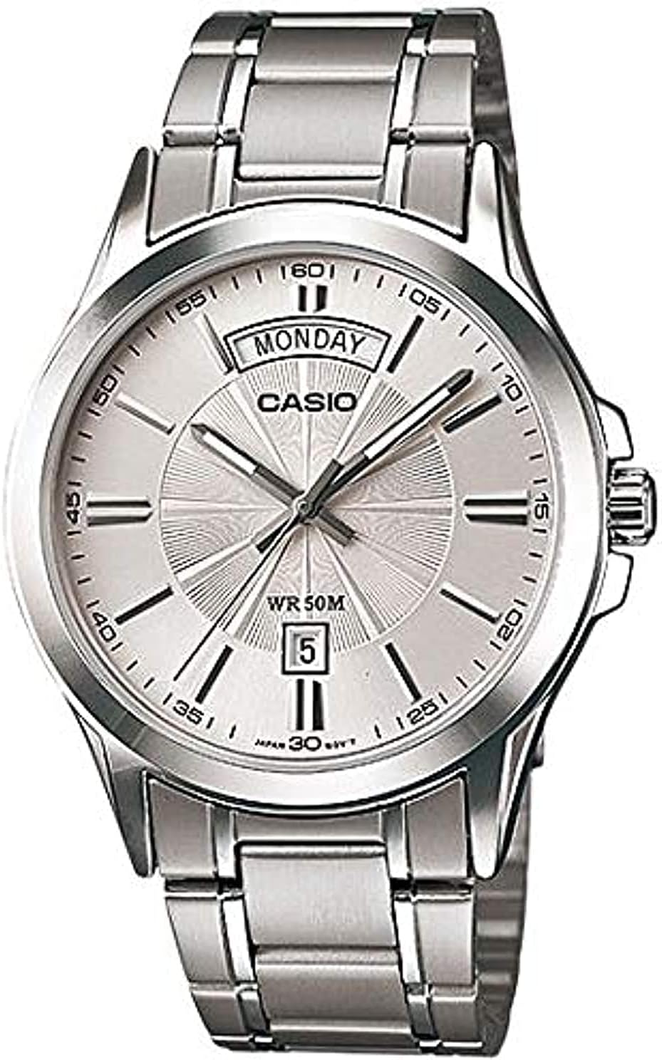 Casio MTP1381D-7A Analog Silver Strap Unisex Adult Watch, White Dial, 46.6 &times; 39.9 &times; 8.9 Mm image number 4