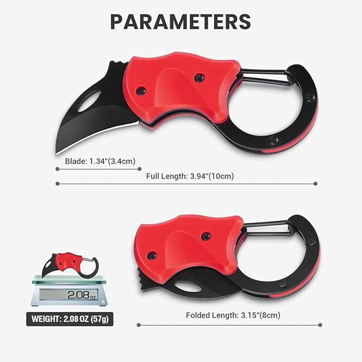 Small Pocket Knife for Men Women, Carabiner Mini Keychain Knife, Box Cutter, Folding Knives for Indoors Outdoors, Gifts Stocking Stuffers for Him and Her(Red) image number 3