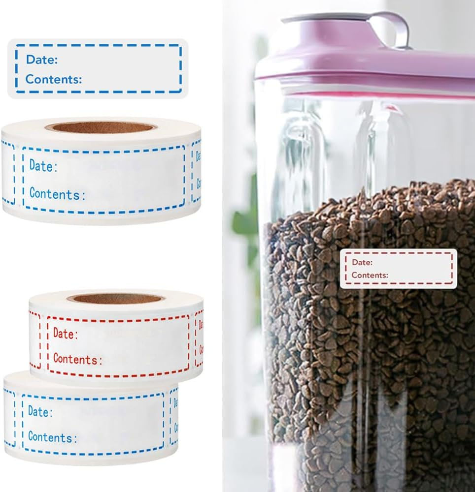 Freezer Labels, Cuicanfla Food Freezer Labels,500 Pcs Truly Removable Pantry Labels, Spice Labels, Kitchen Labels, Easy Clean Writable Date Stickers for Containers, Mason Jar, Bottle image number 4