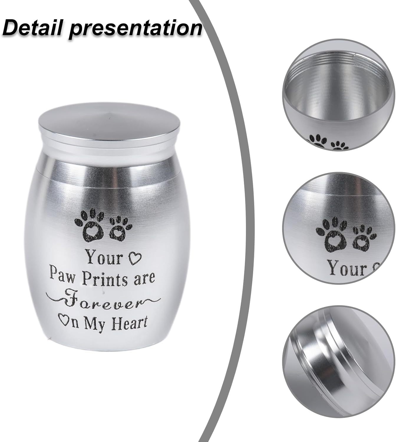 SIGONE Aluminum Small Dog Urn, Silver, Footprint Pattern, Used for Dog or Cat Ashes, Mini Ashes Souvenir, Lost Pet Memorial Condolences, Pet Cremation Urn image number 2