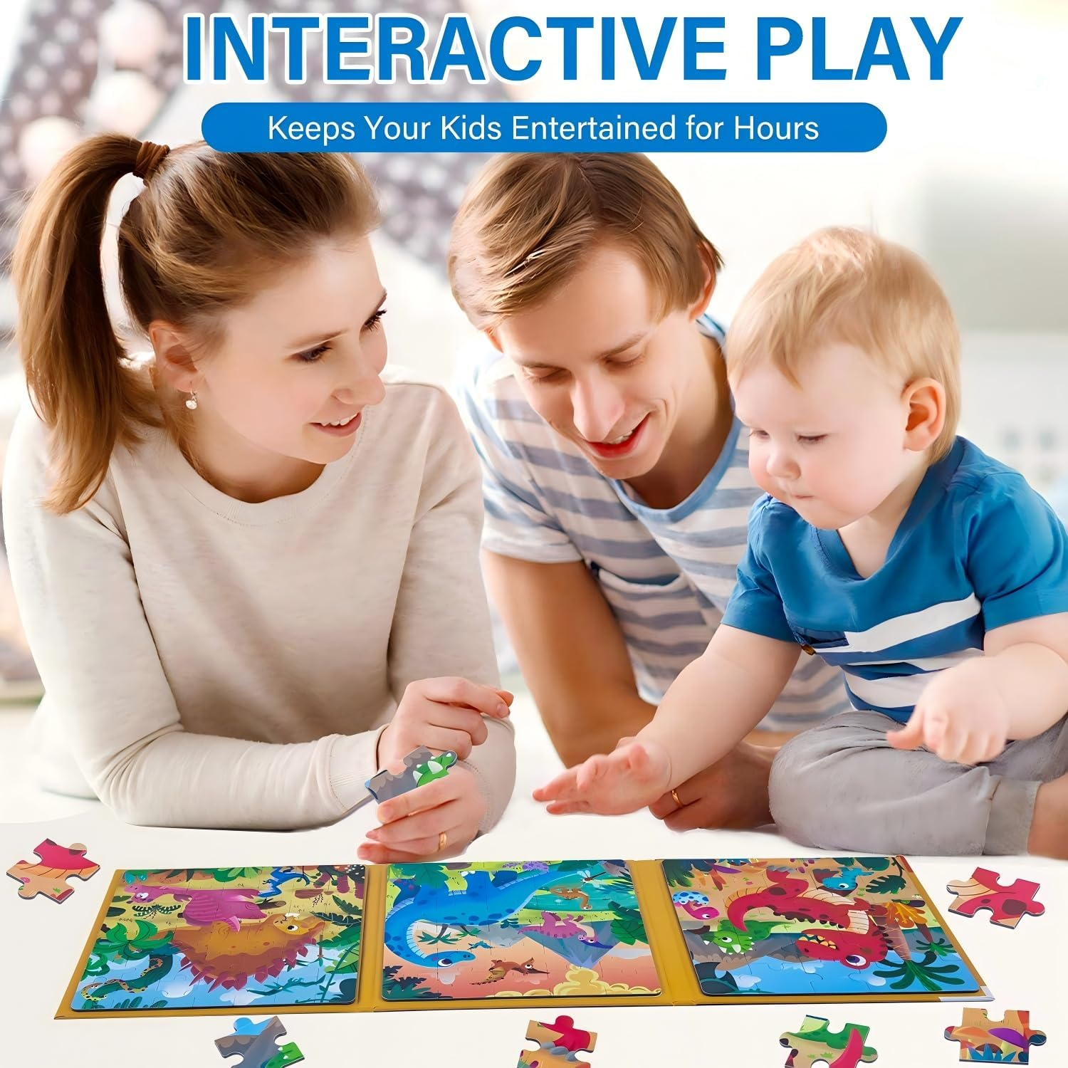 Magnetic Puzzles for Kids Ages 3-6, 97-Piece Travel Toys Dino Game, 3 in 1 Travel Puzzles Games Fun Toddler Puzzle Ages 2-4, for 2 3 4 5 6 7 Year Old Birthday Gift (L5 Prehistoric Dinosaur) - L1 Happy Ranch image number 3