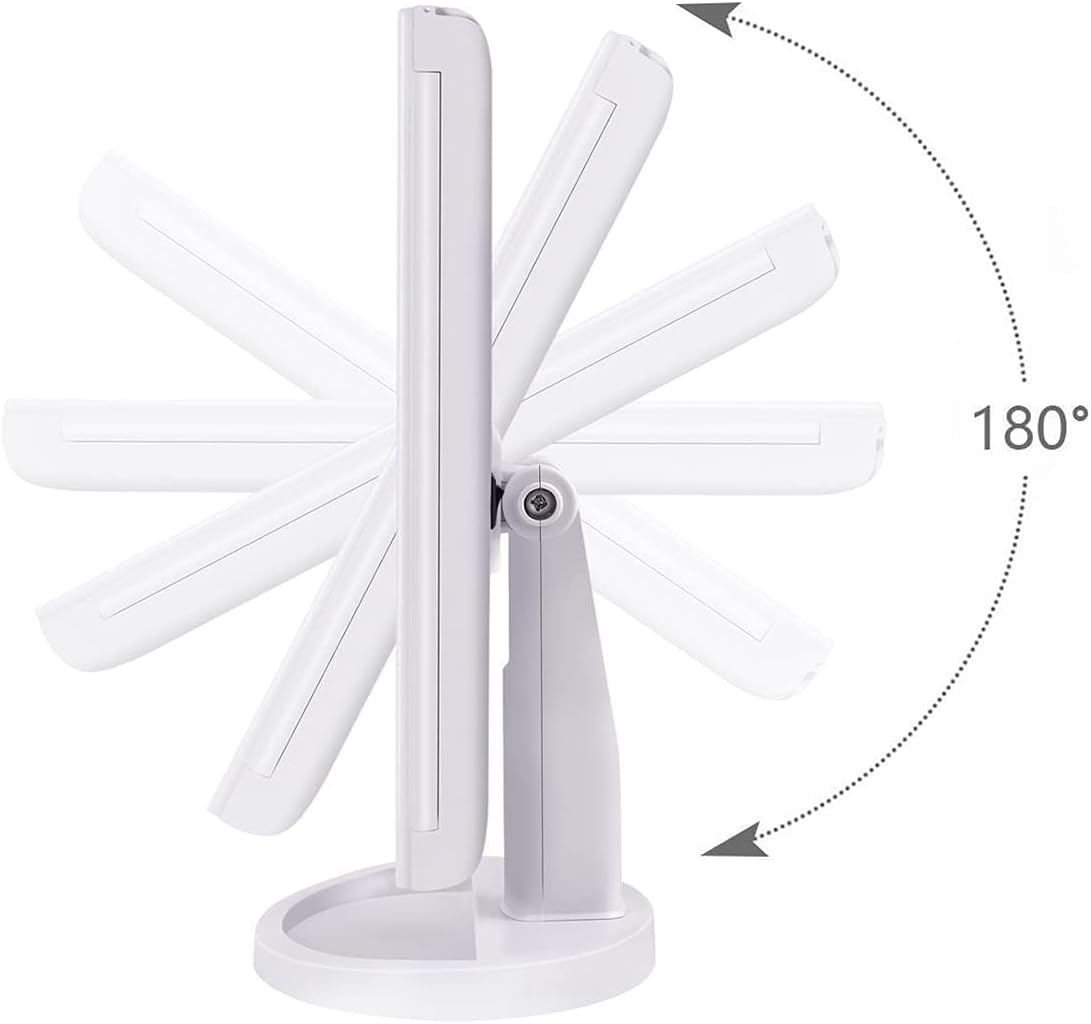 Lighted Vanity Makeup Mirror with 16 Led Lights 180 Degree Free Rotation Touch Screen Adjusted Brightness Battery USB Dual Supply Bathroom Beauty Mirror (White) image number 6